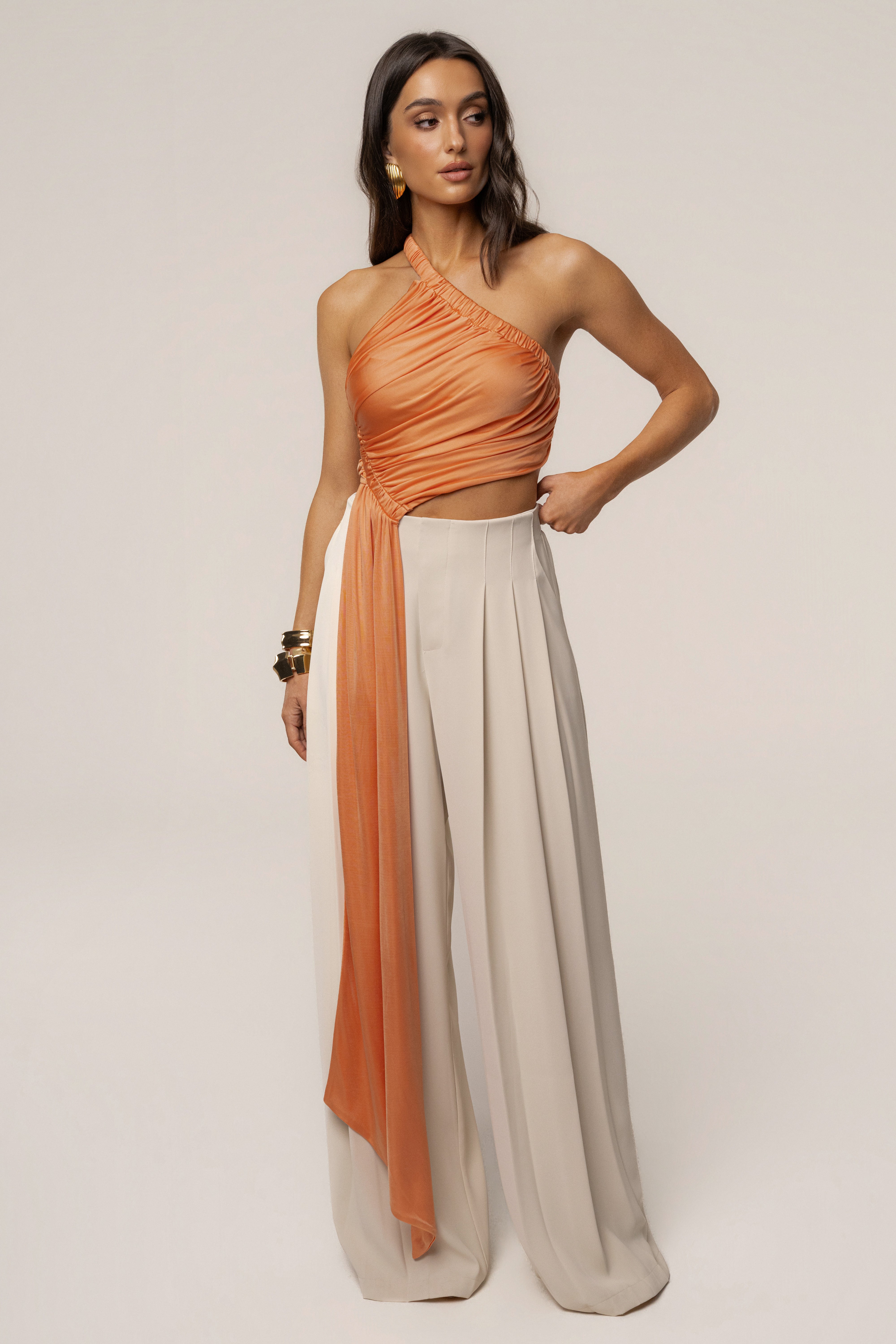 Peach Spotlight Draped Top - JLUXLABEL