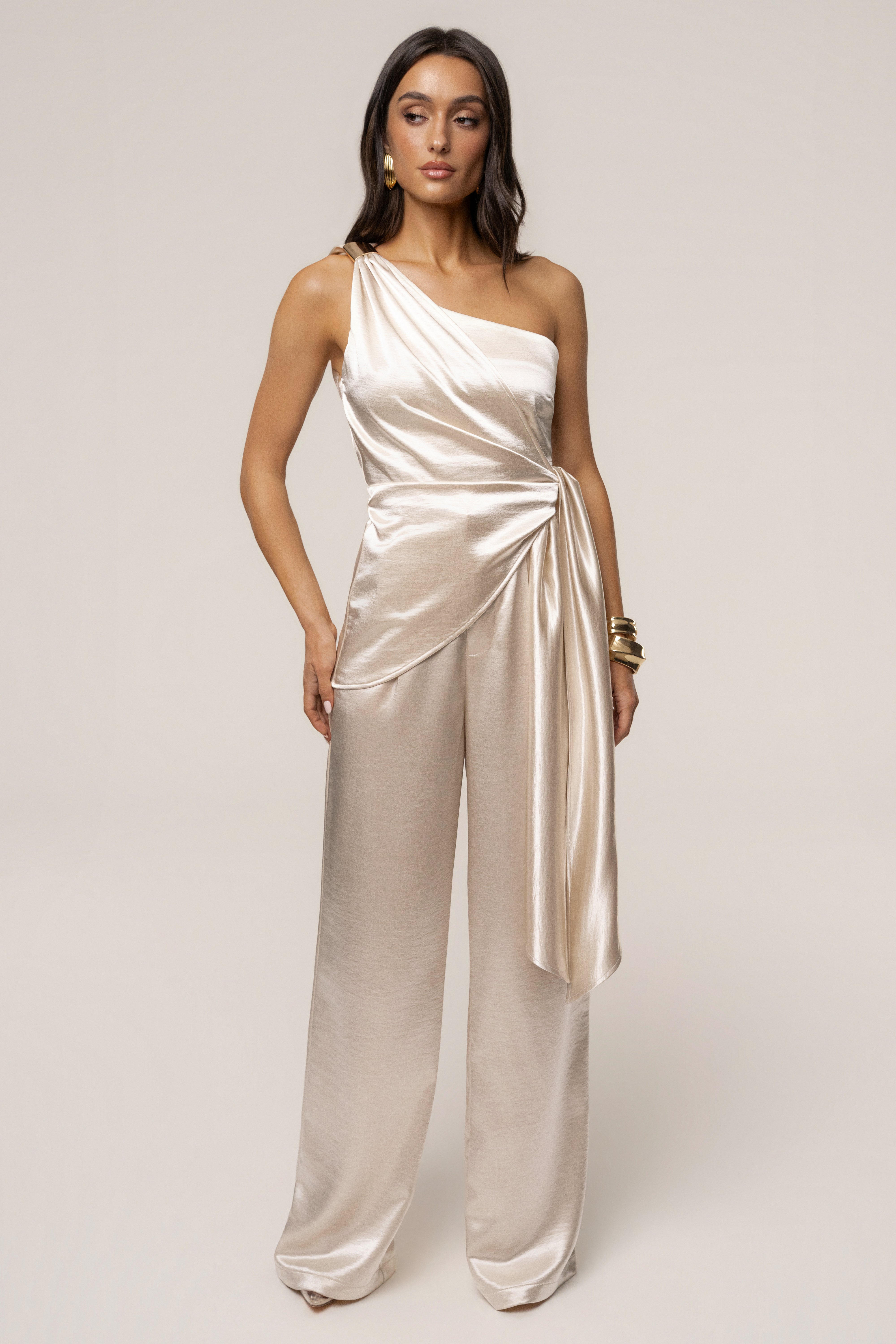 Ivory Thea Satin Pants - JLUXLABEL