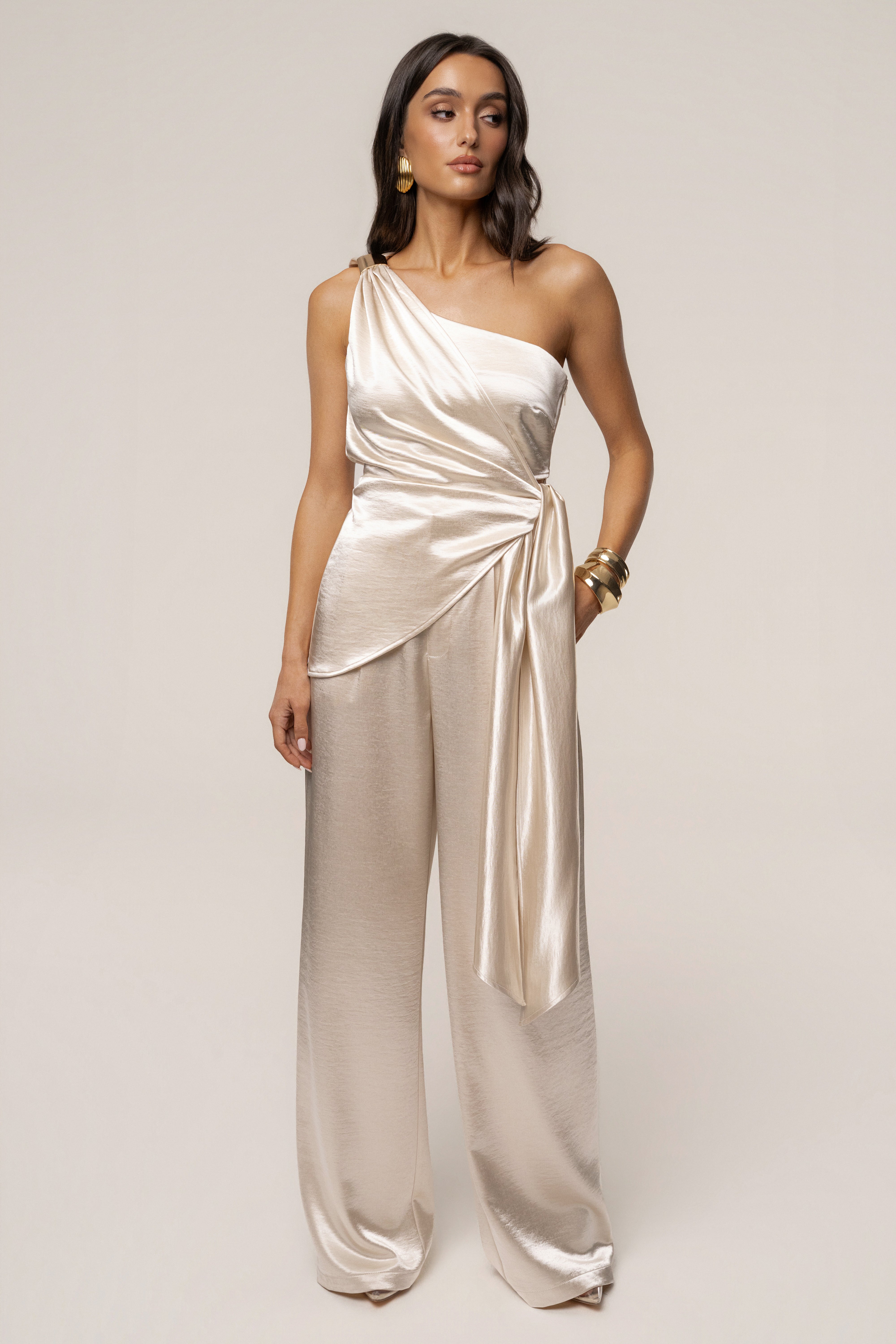 Ivory Palmera Satin Top - JLUXLABEL