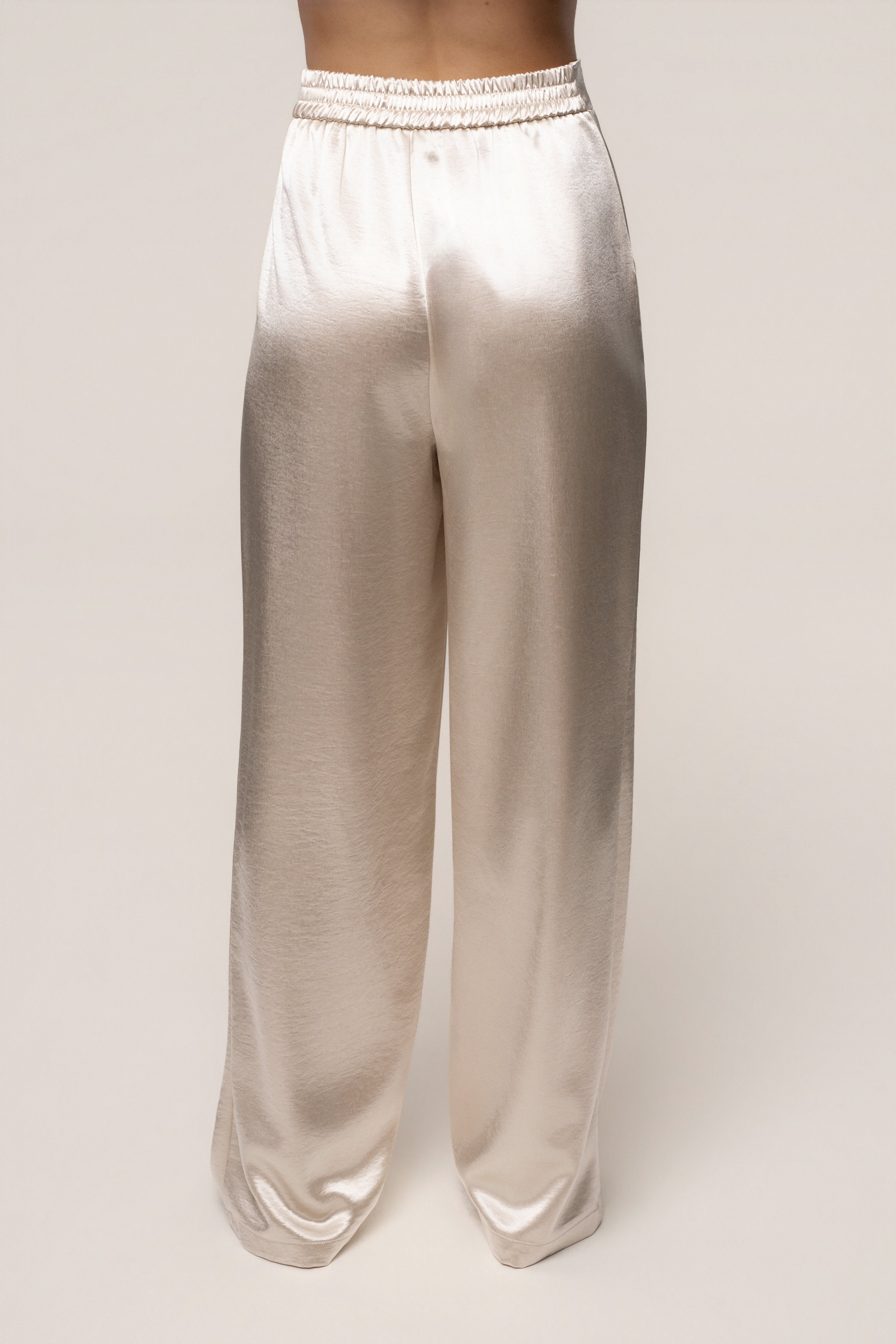 Ivory Thea Satin Pants - JLUXLABEL