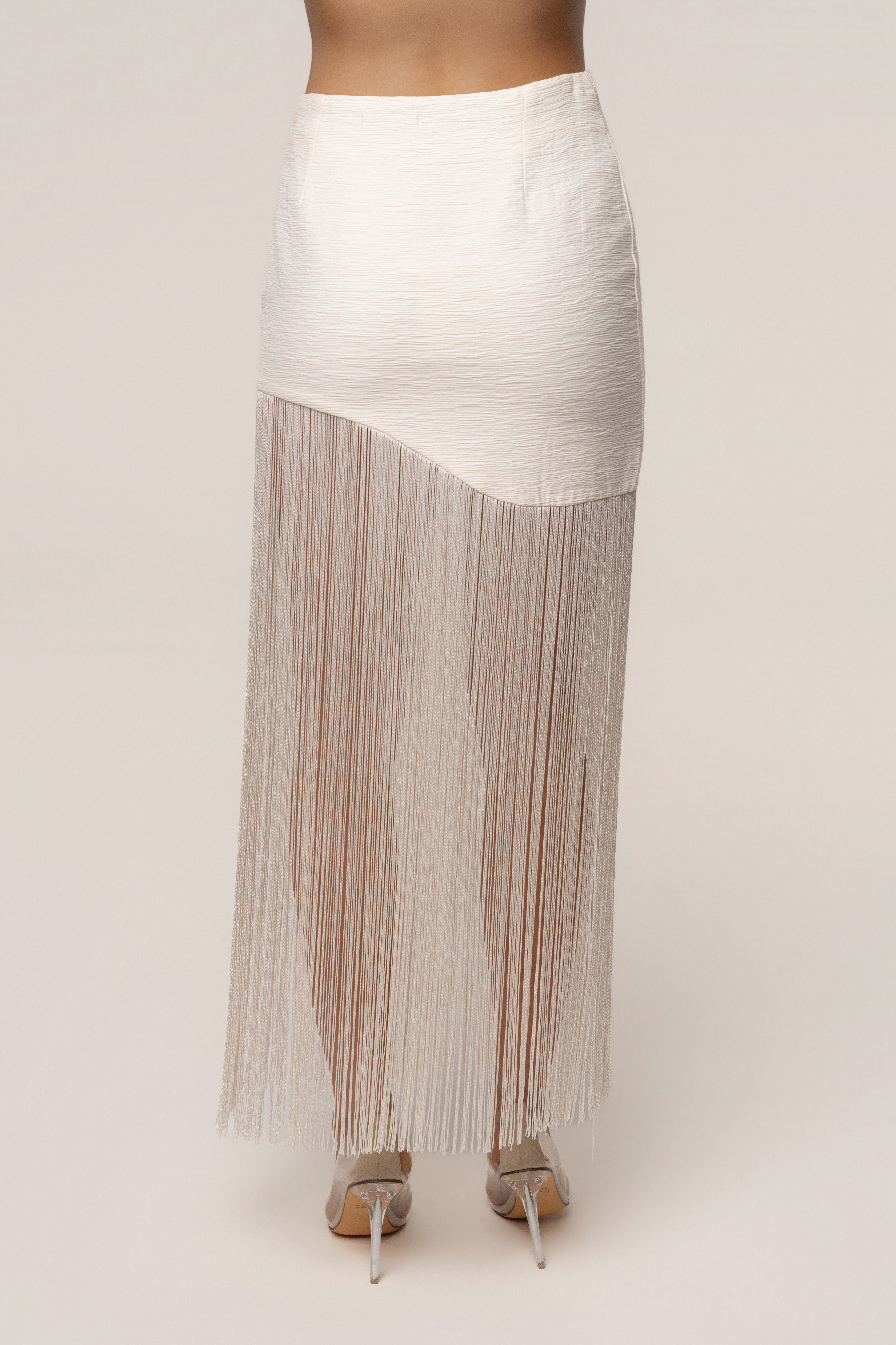 Ivory Gala Nights Fringe Skirt - JLUXLABEL