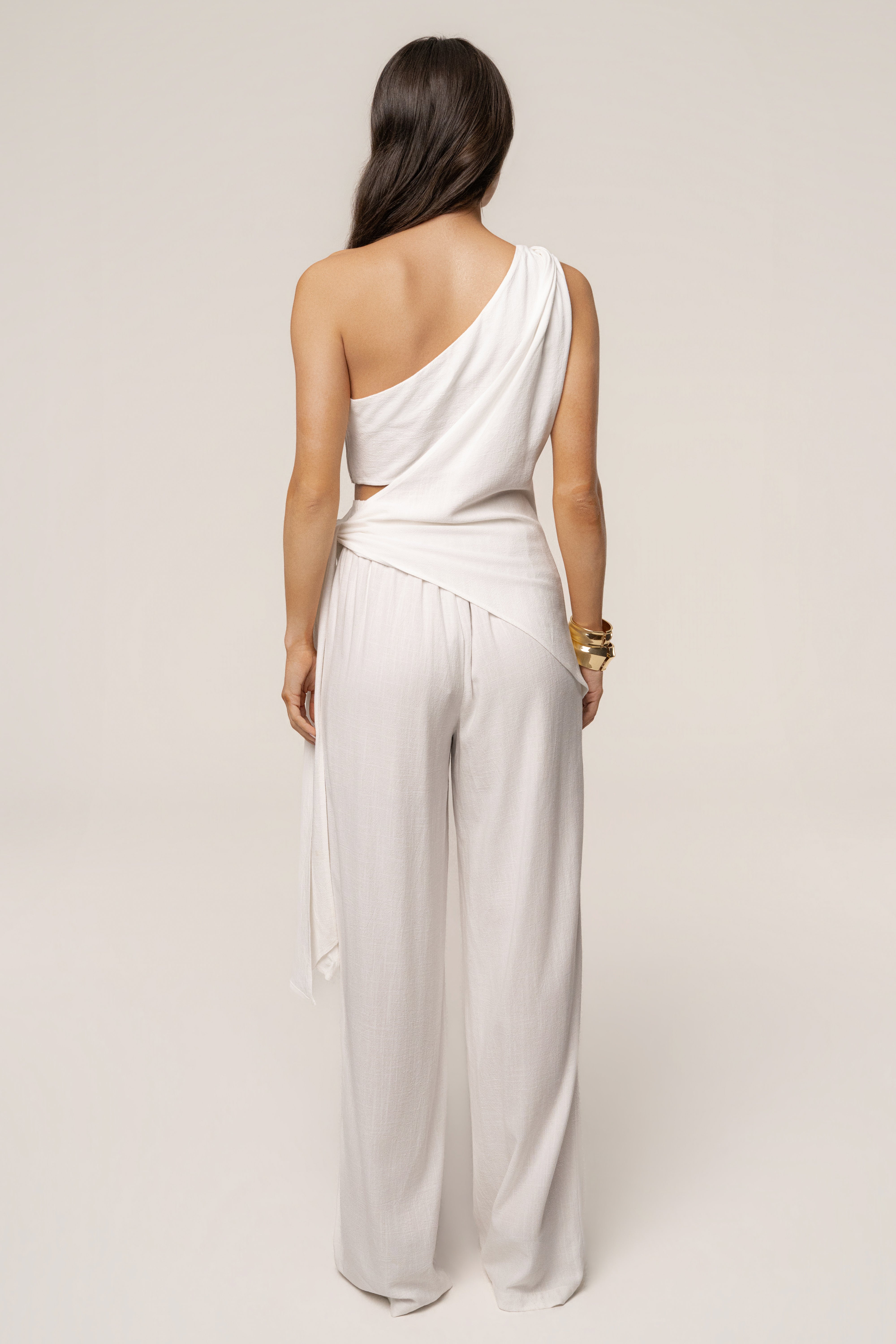 Ivory Palmera One Shoulder Top - JLUXLABEL