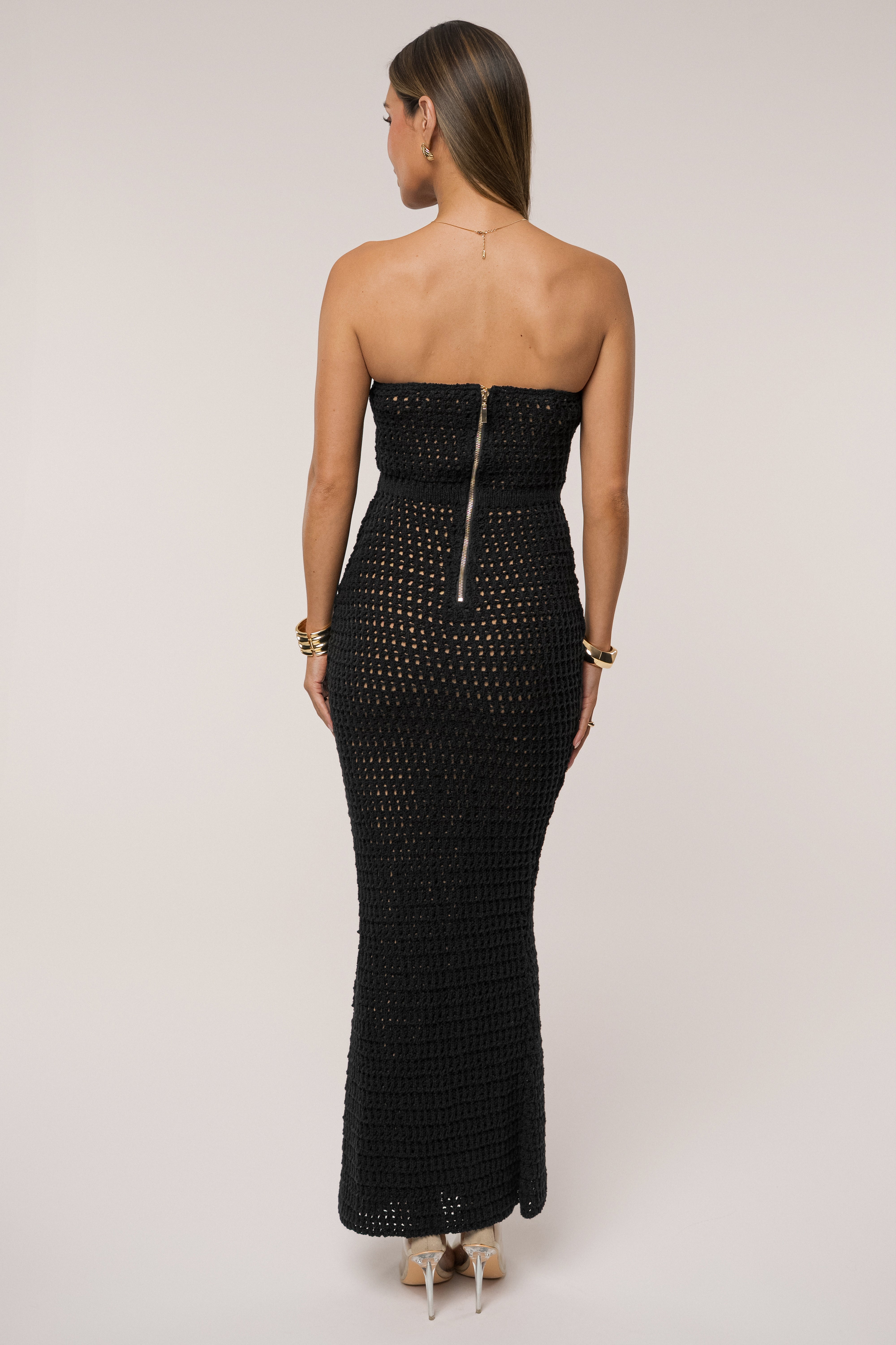 Black Deep Sea Crochet Maxi Dress - JLUXLABEL