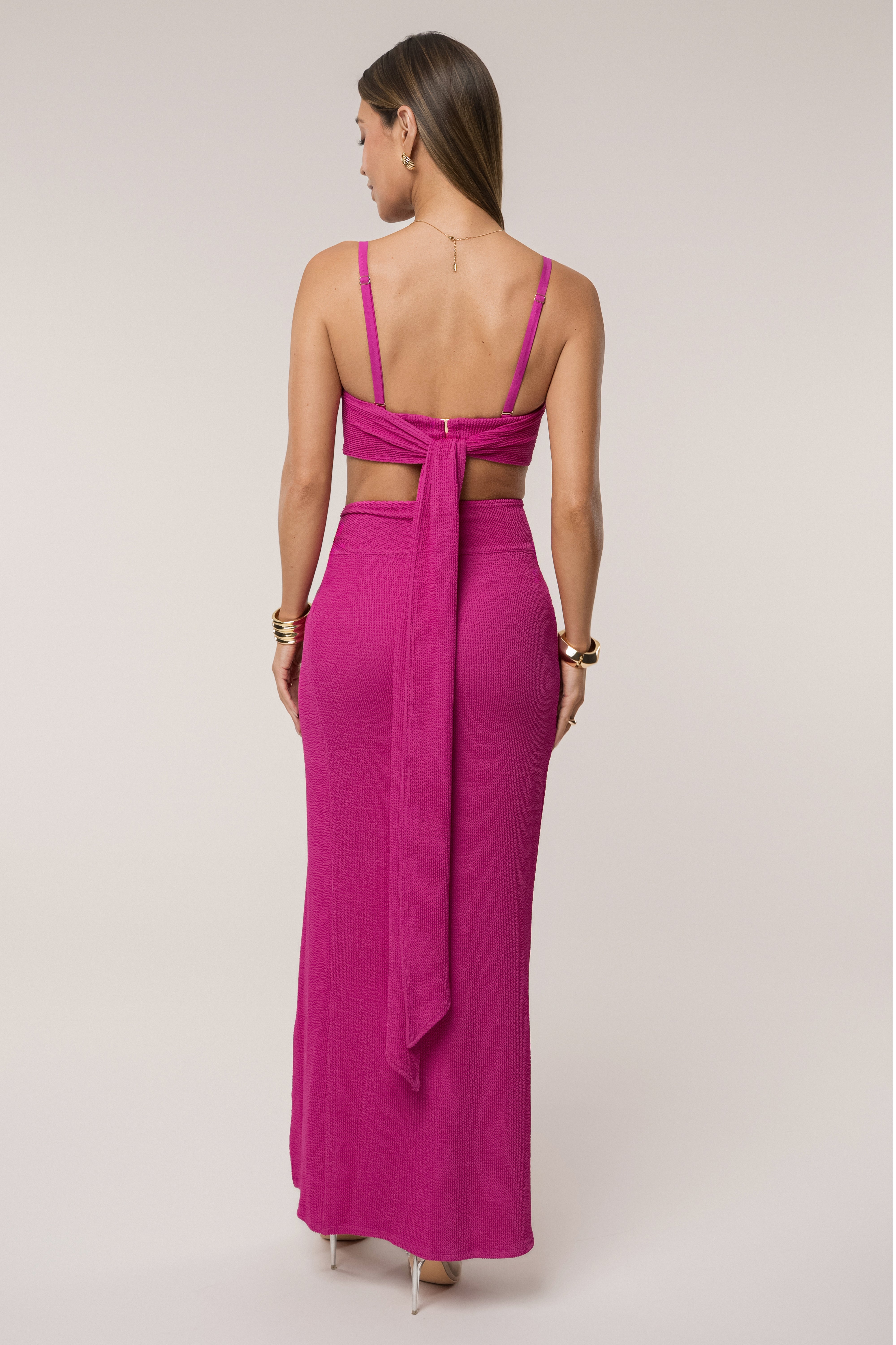 Fuschia Deidra Draped Skirt Set - JLUXLABEL