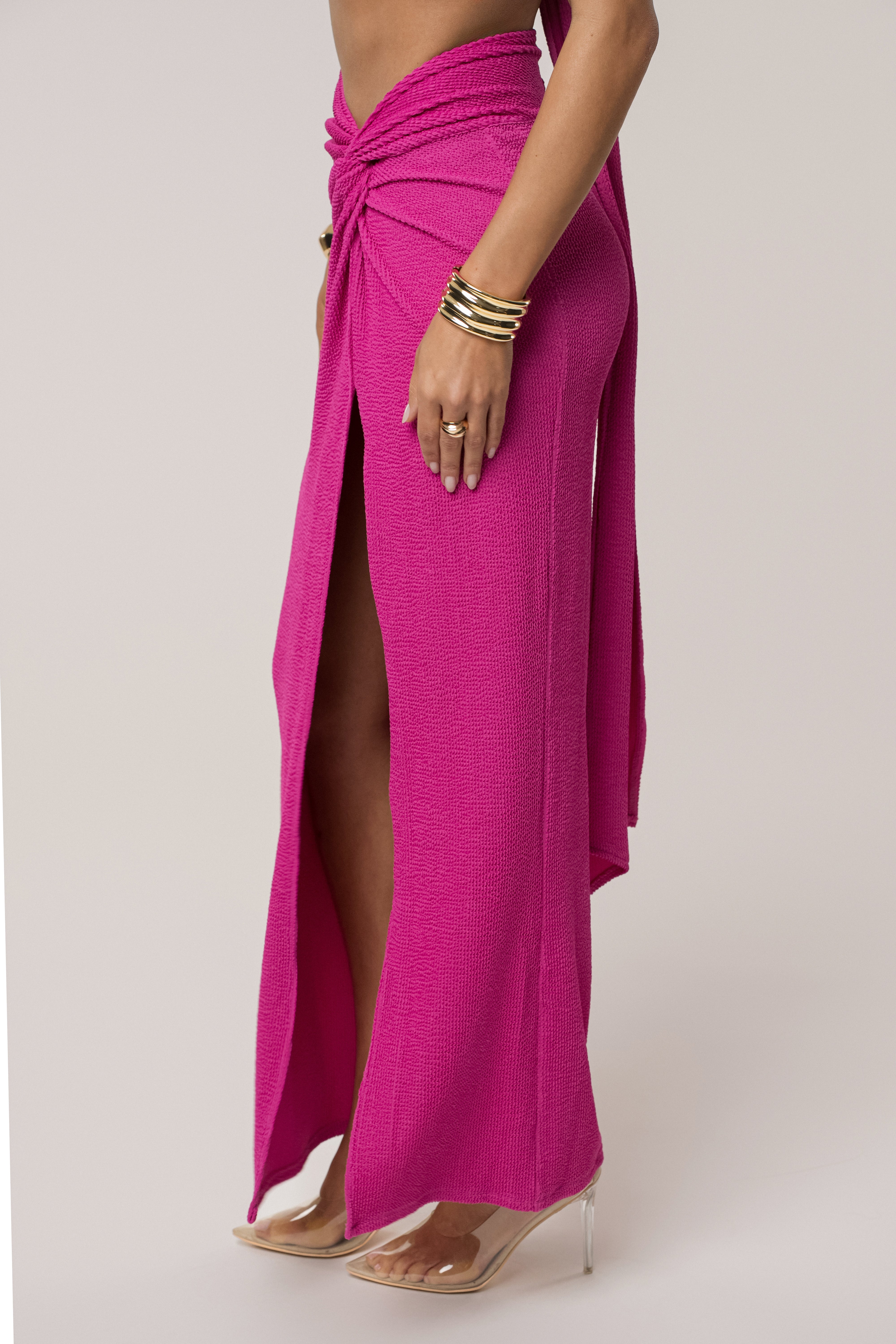 Fuschia Deidra Draped Skirt Set - JLUXLABEL