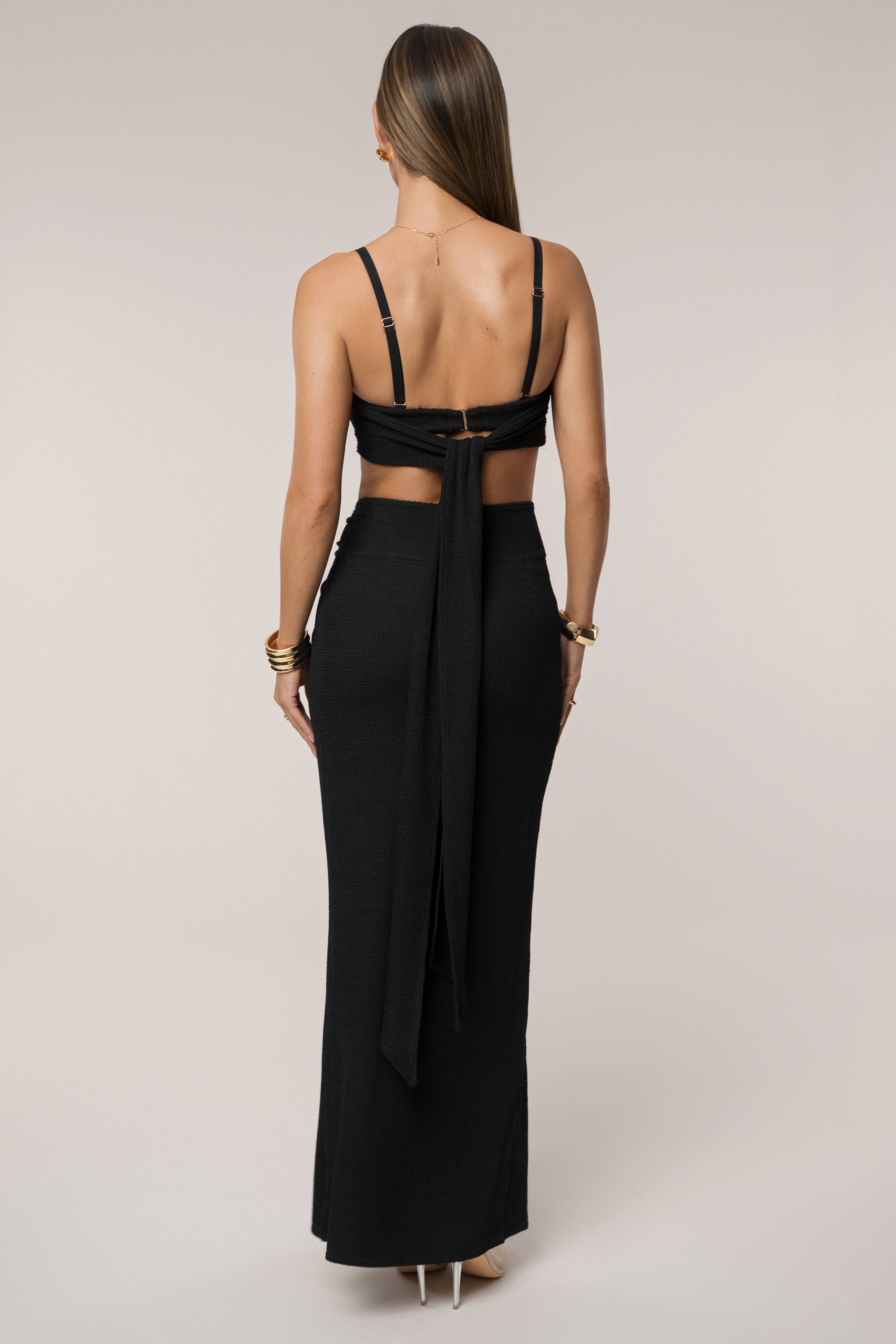 Black Deidra Draped Skirt Set - JLUXLABEL