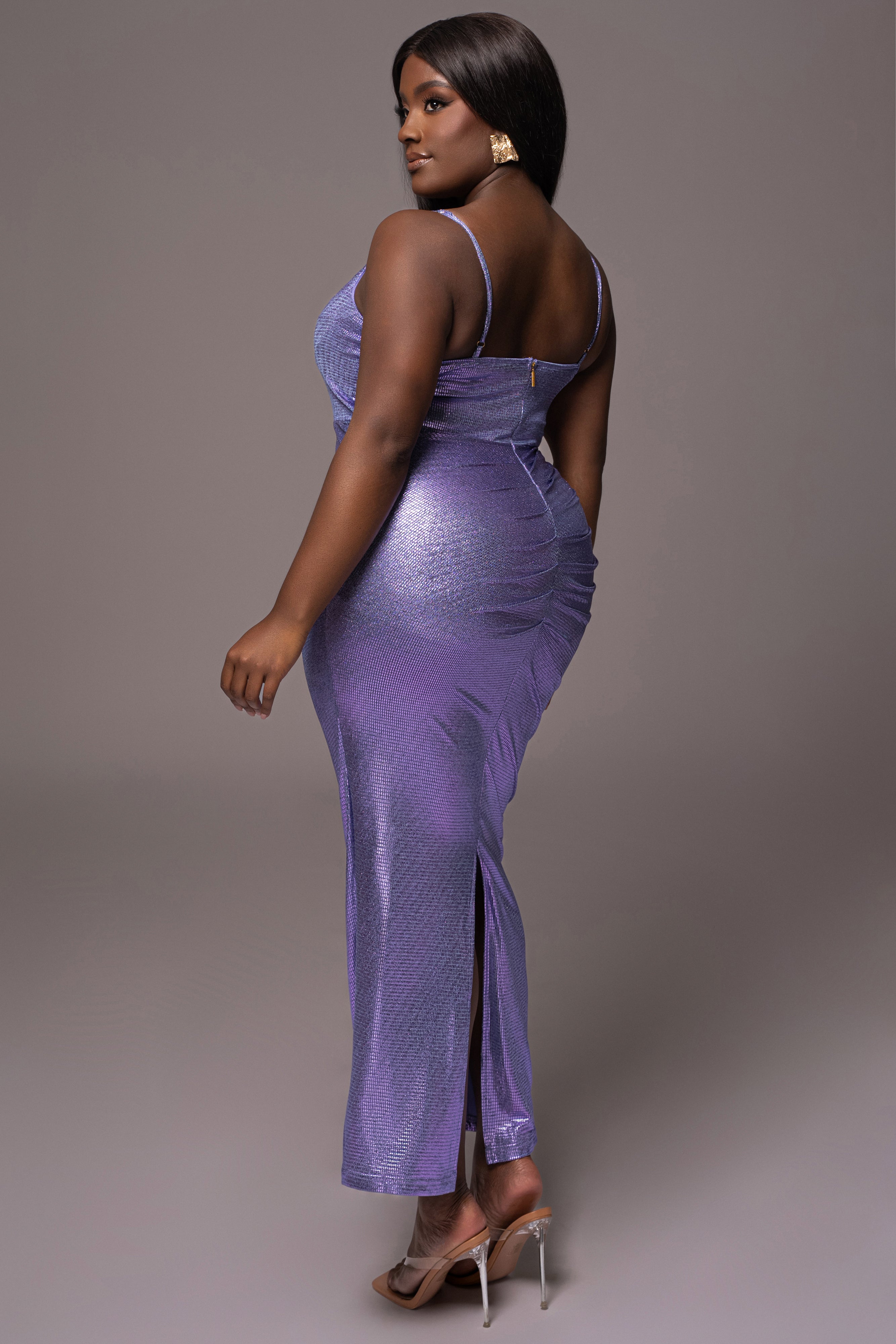 Purple Rubi Cowl Neck Cocktail Dress - JLUXLABEL