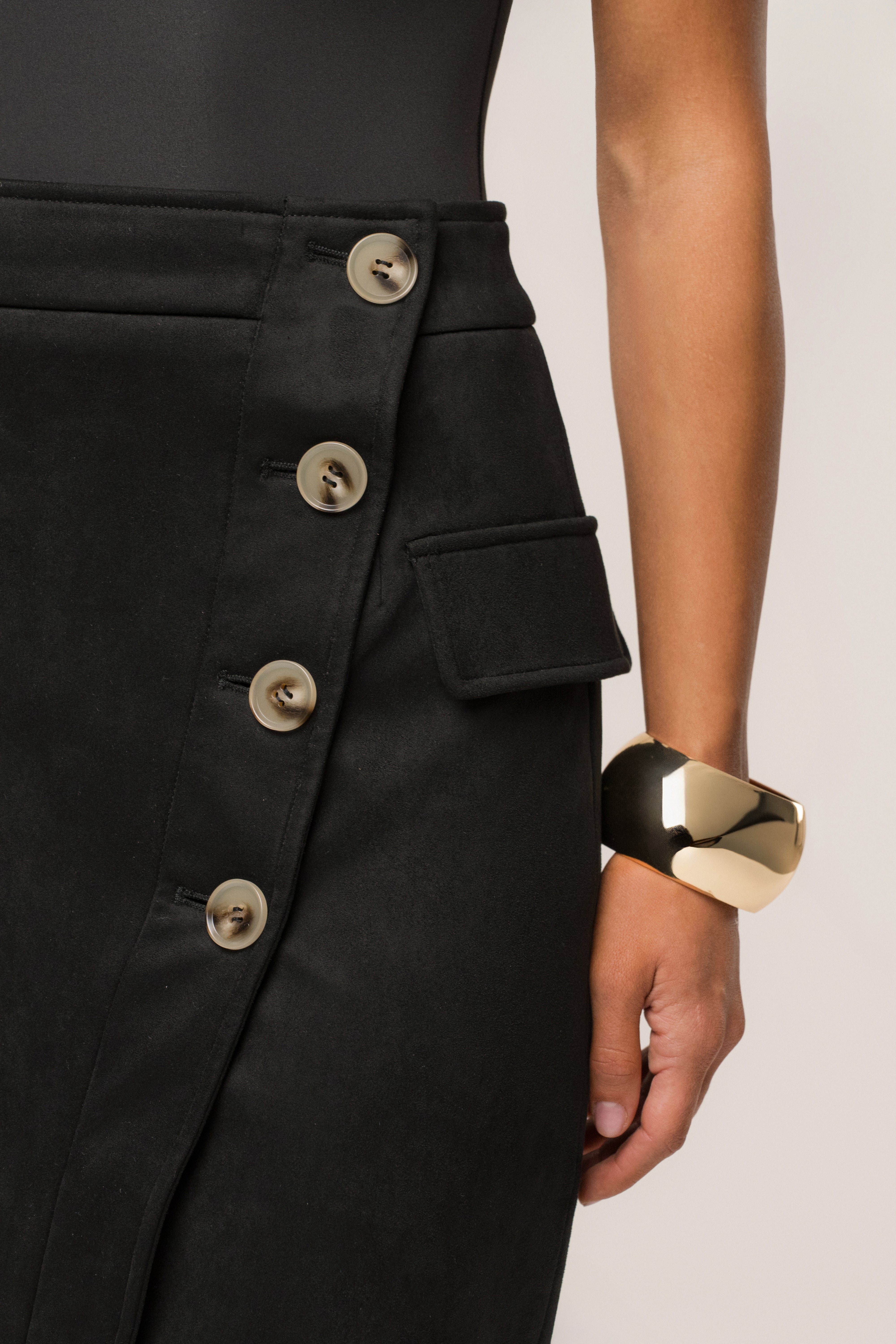 Black Audrey Suede Midi Skirt - JLUXLABEL