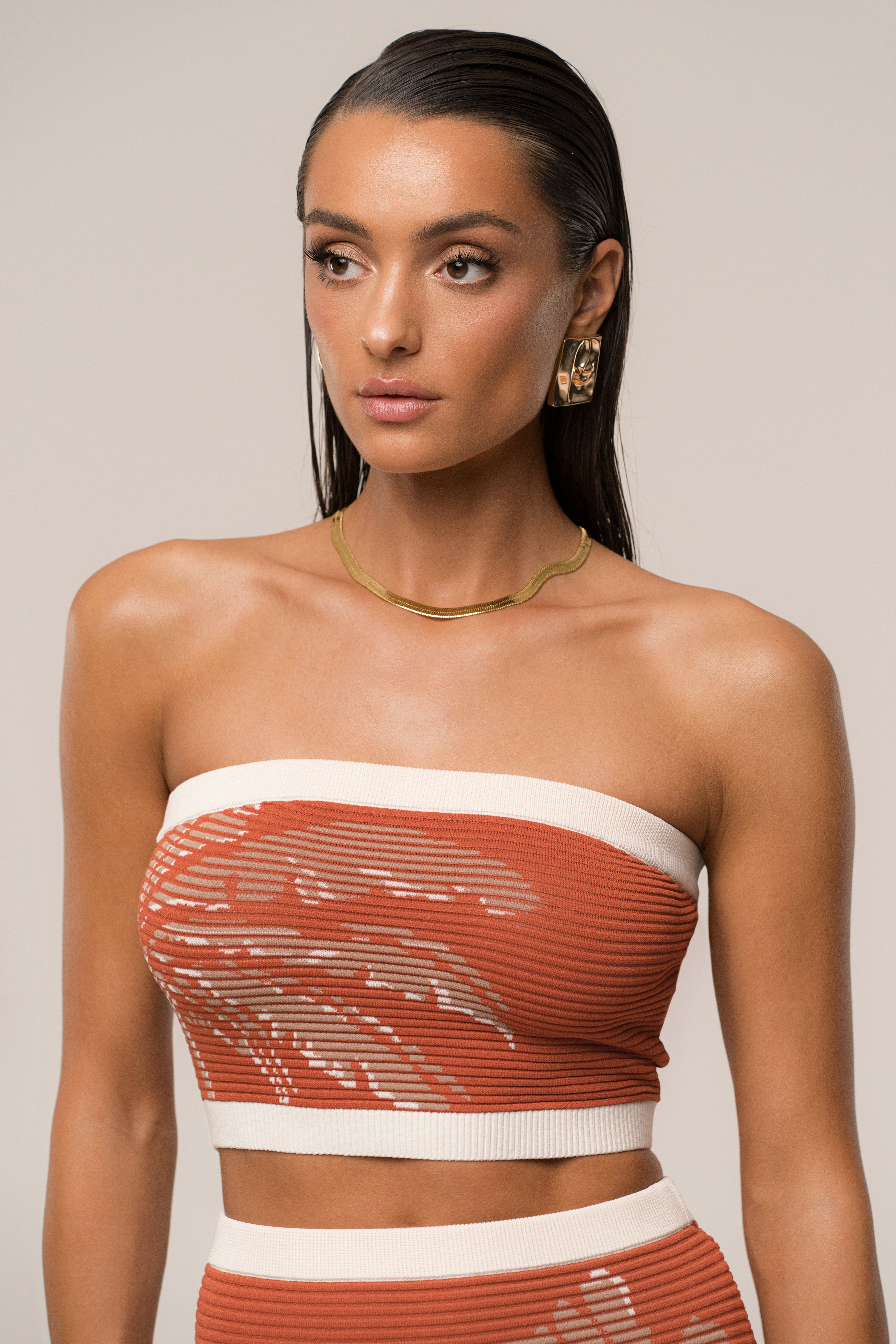 Rust/Ivory Lush Shores Print Skirt Set - JLUXLABEL