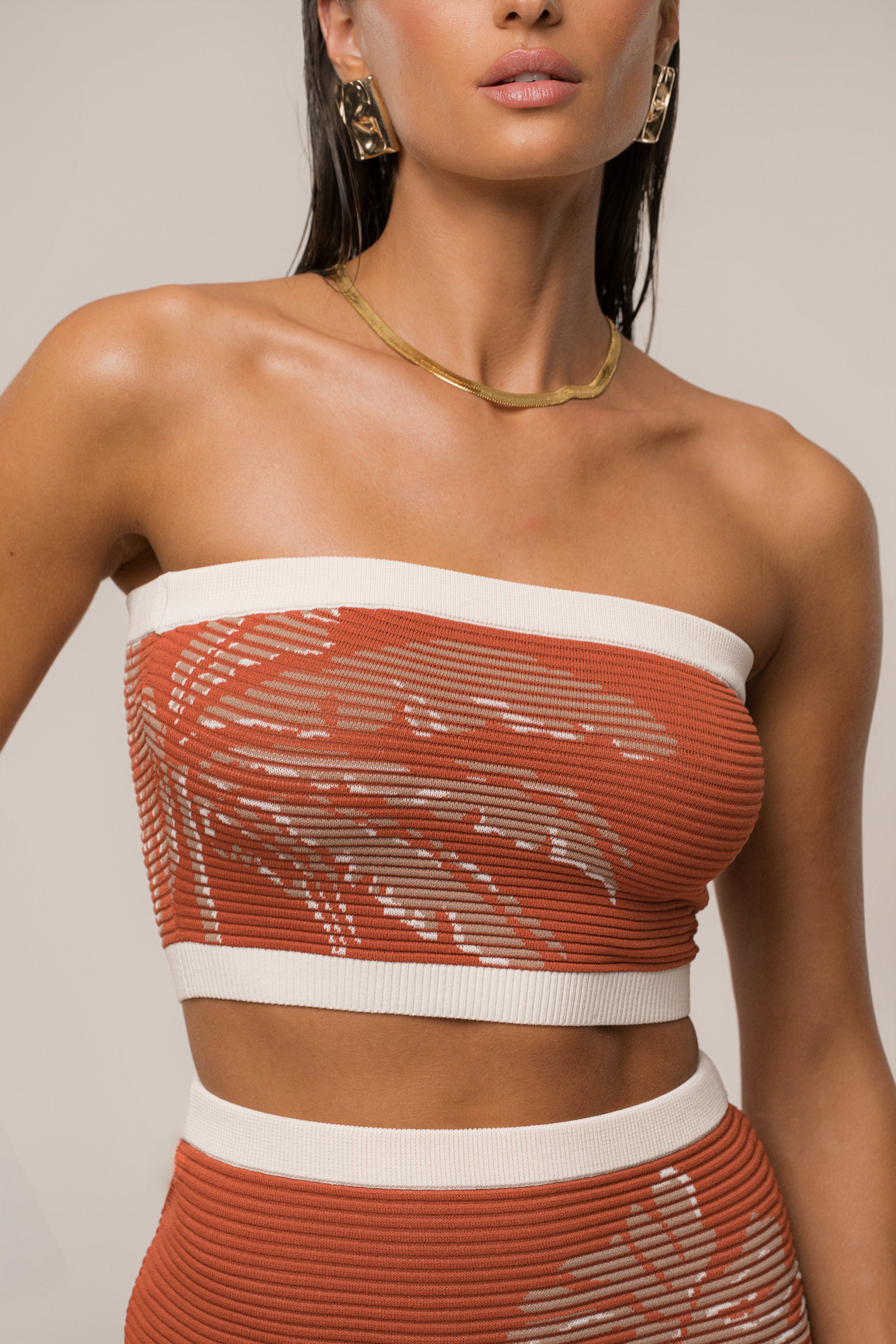 Rust/Ivory Lush Shores Print Skirt Set - JLUXLABEL