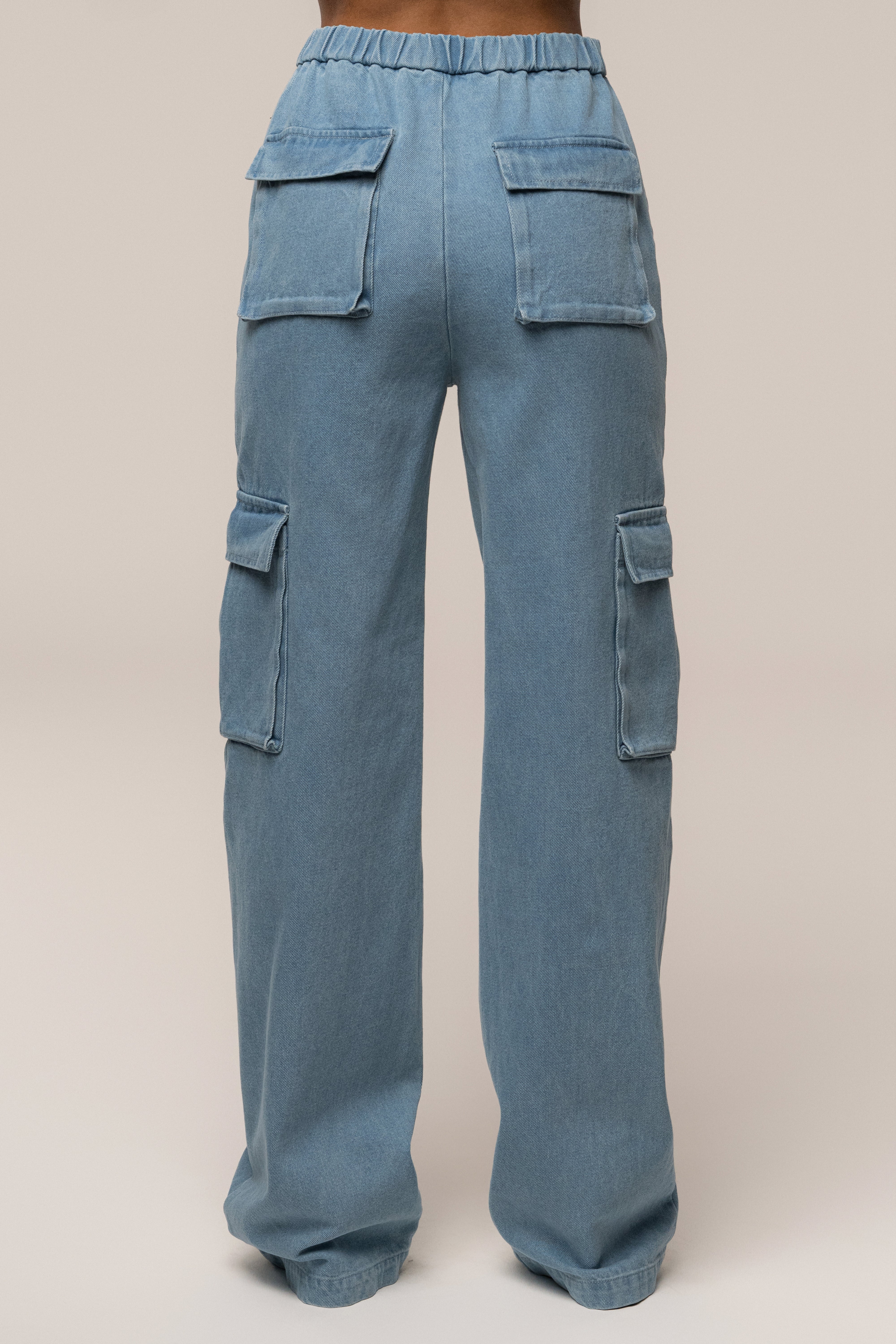 Medium Wash Denim Utility Cargo Pants - JLUXLABEL