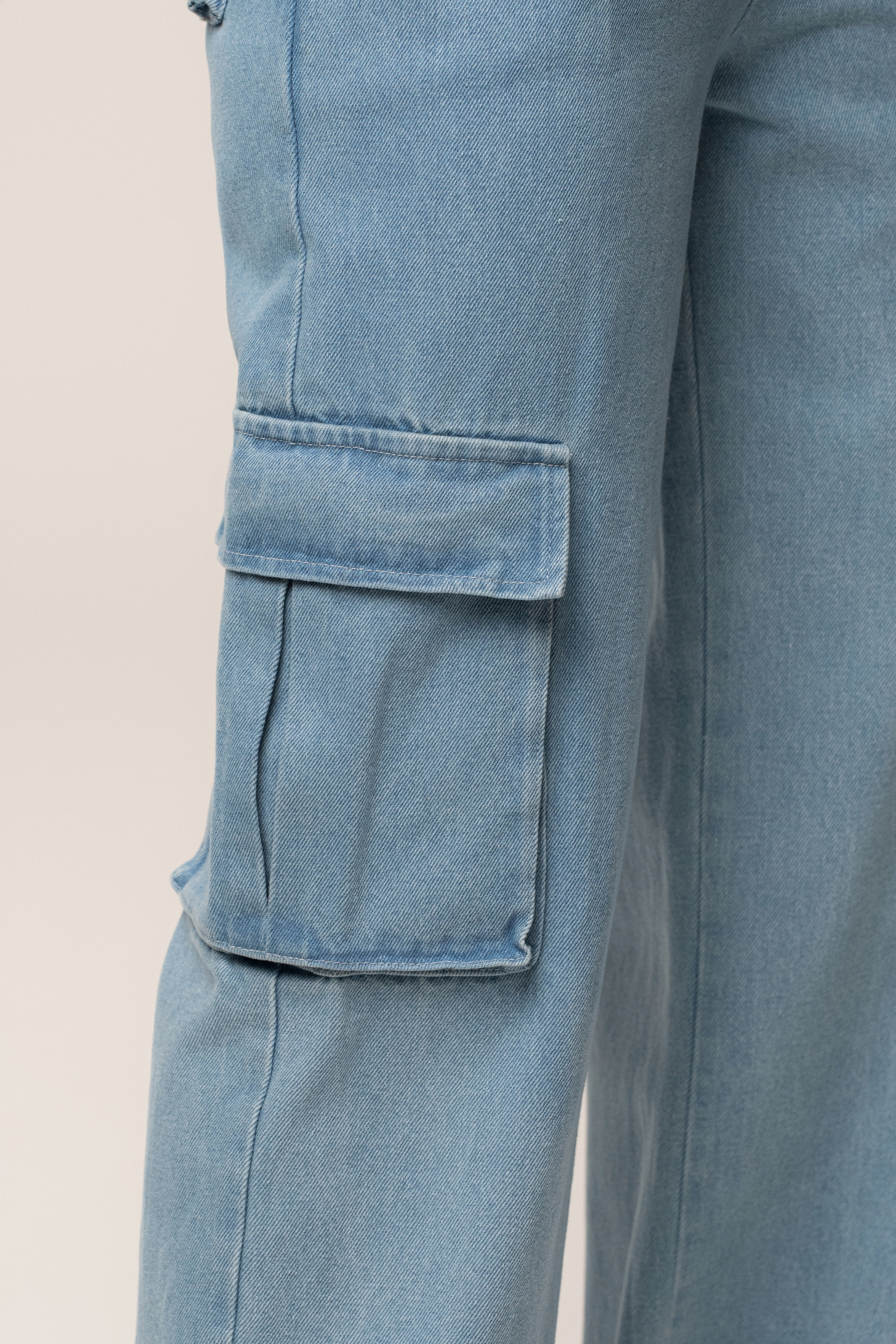 Medium Wash Denim Utility Cargo Pants - JLUXLABEL