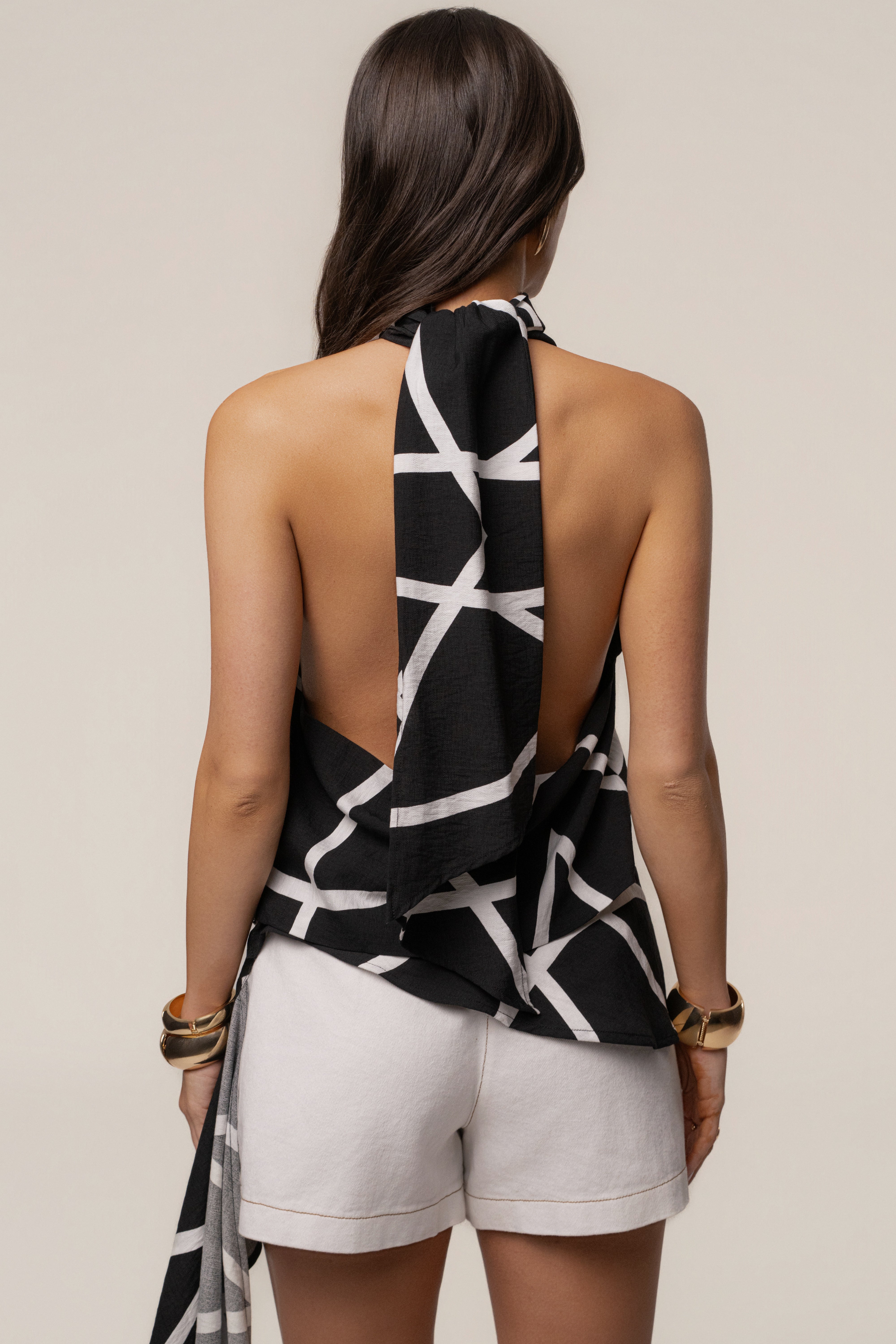 Black abstract roselle satin blouse for women, stylish JLUXLABEL top with elegant design, perfect for fashionable outfits.