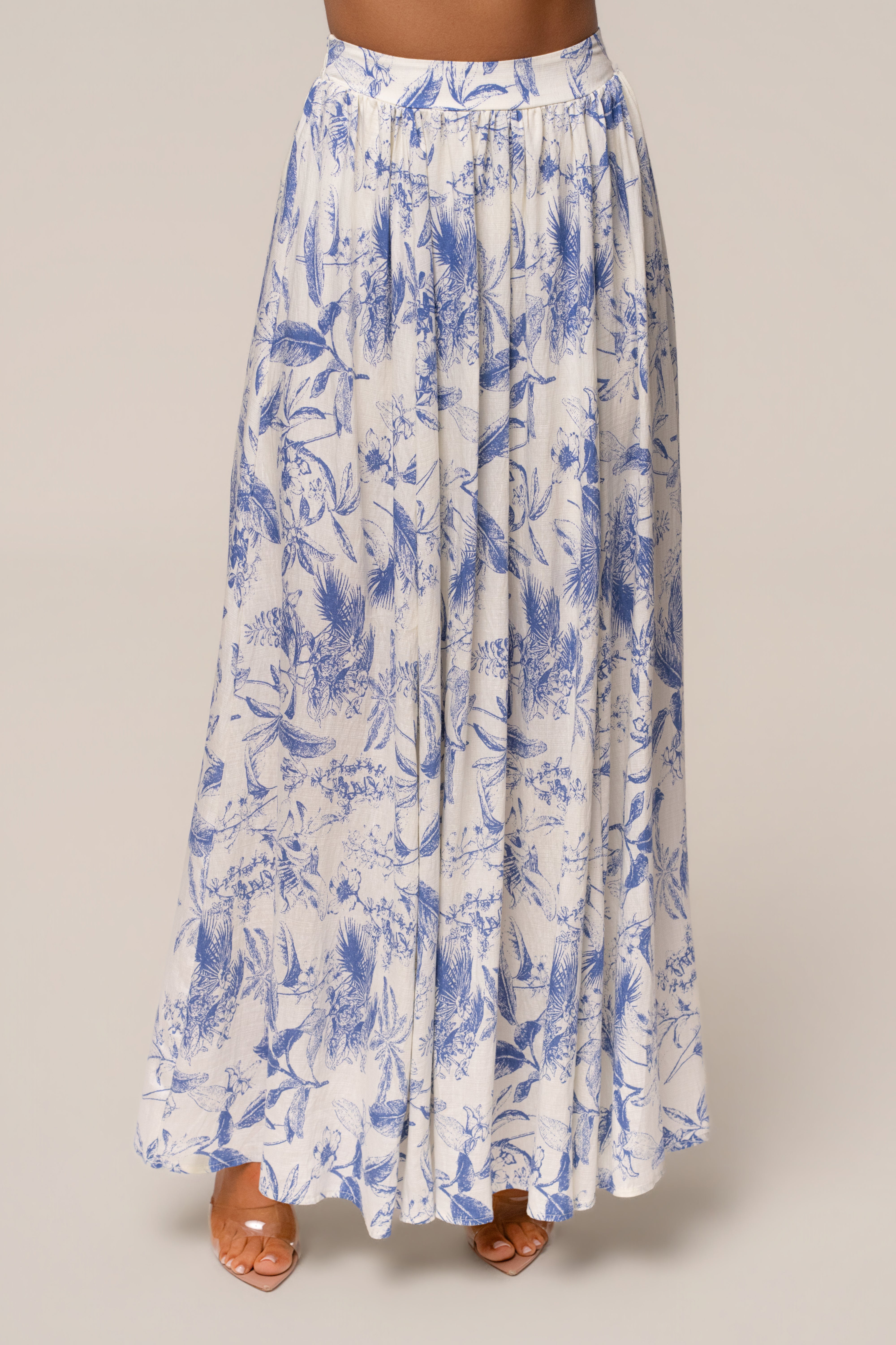 Blue Abstract Blooming Garden Skirt Set - JLUXLABEL