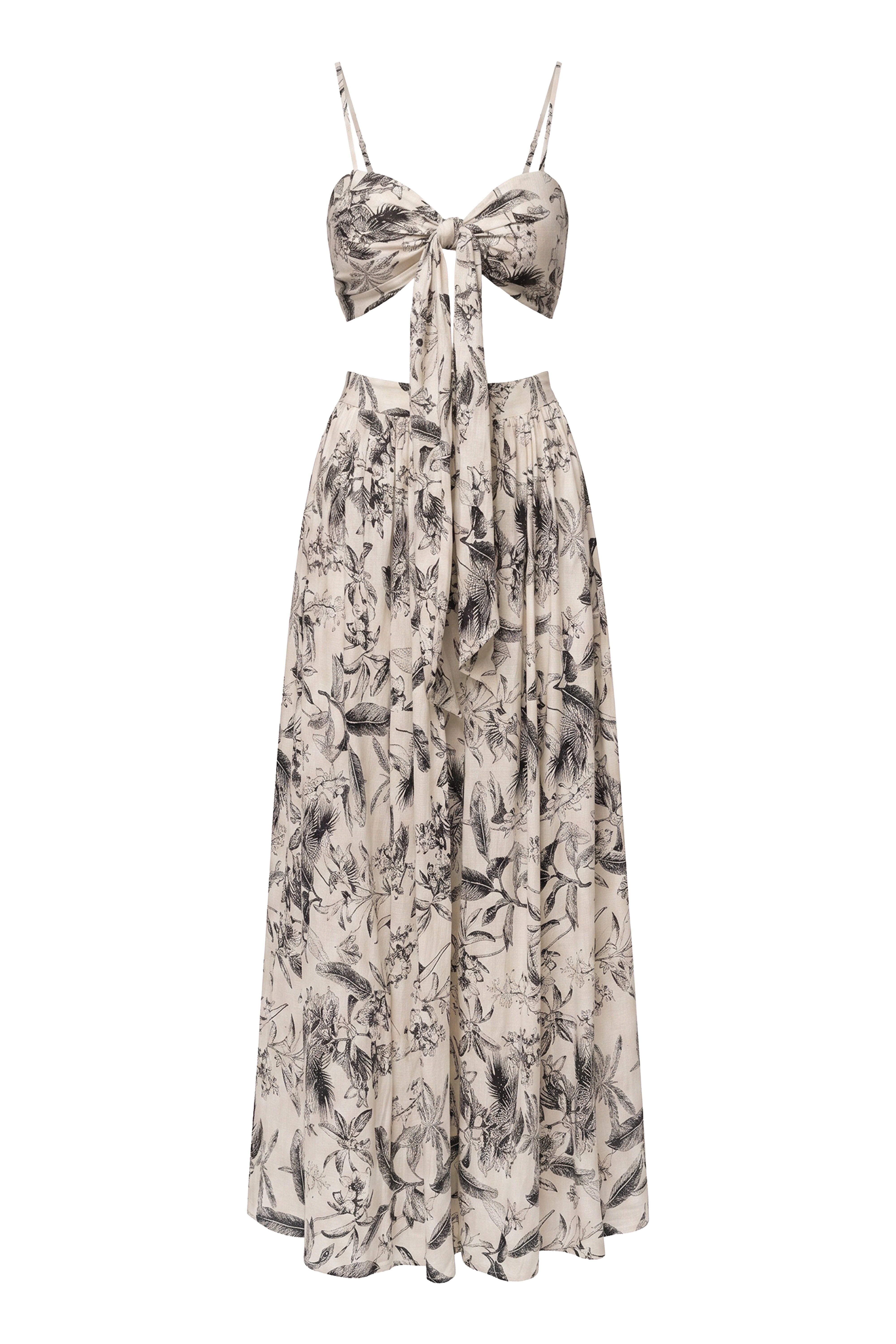 Black Abstract Blooming Garden Skirt Set - JLUXLABEL