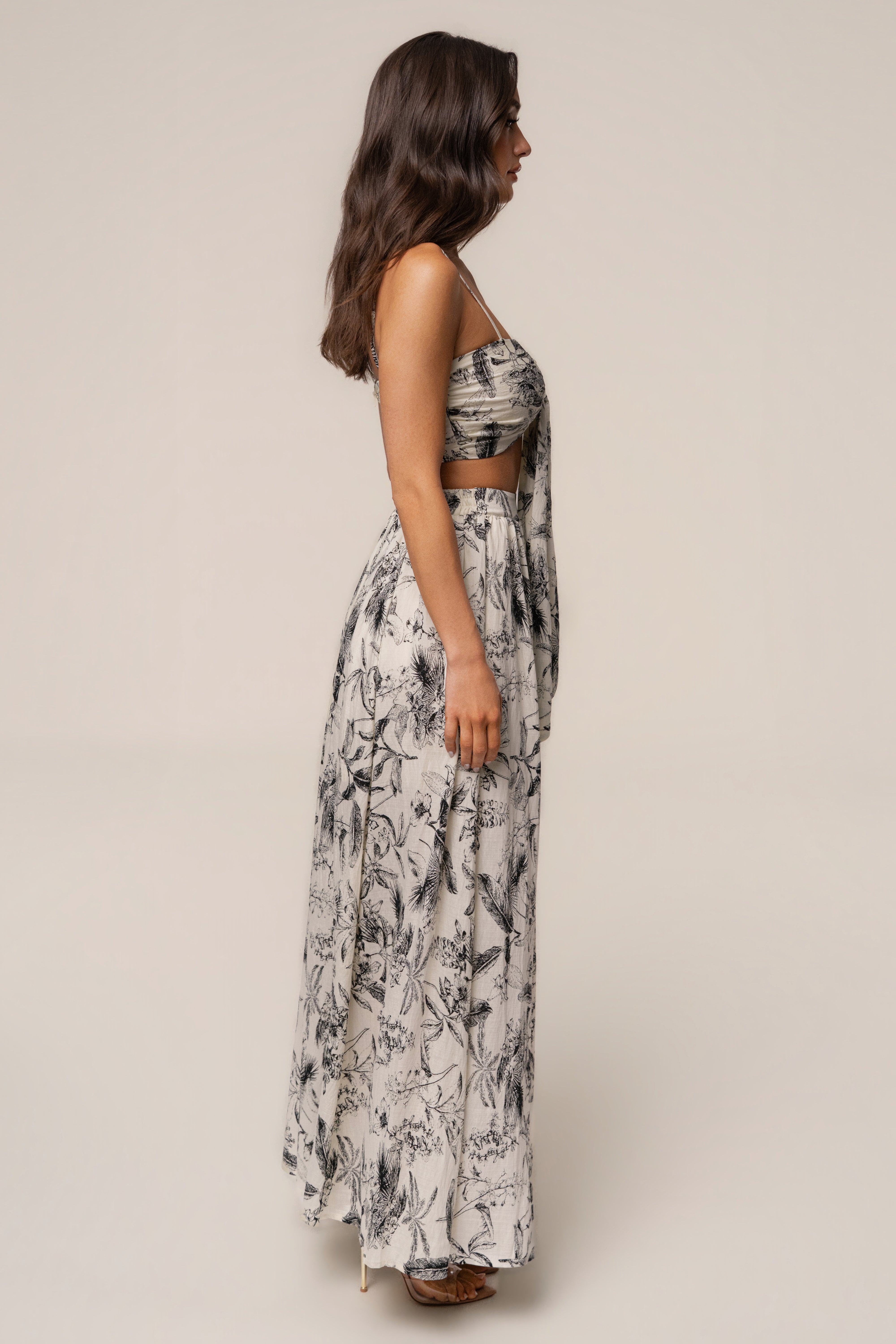Black Abstract Blooming Garden Skirt Set - JLUXLABEL