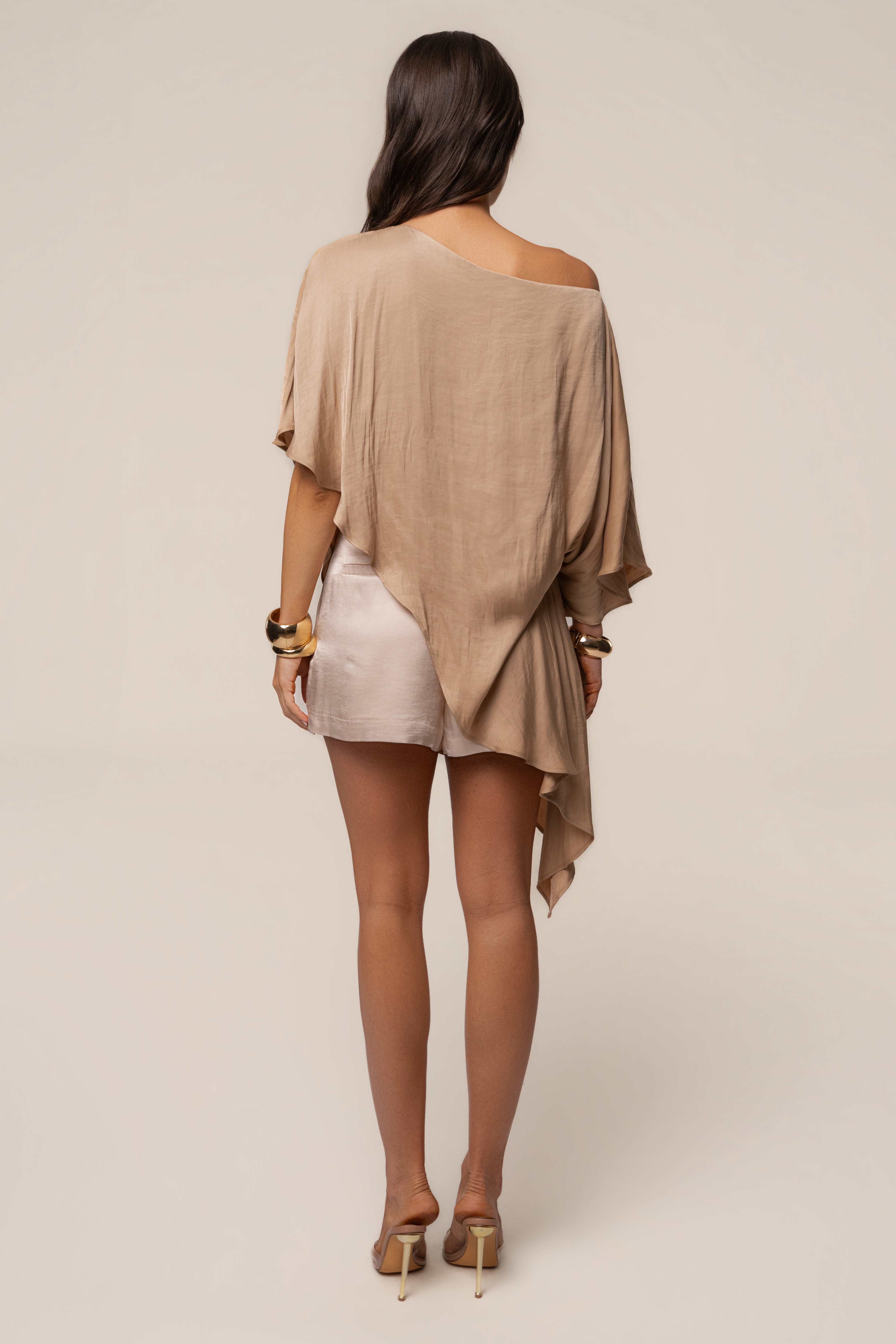 Tan Brisa One Shoulder Top - JLUXLABEL