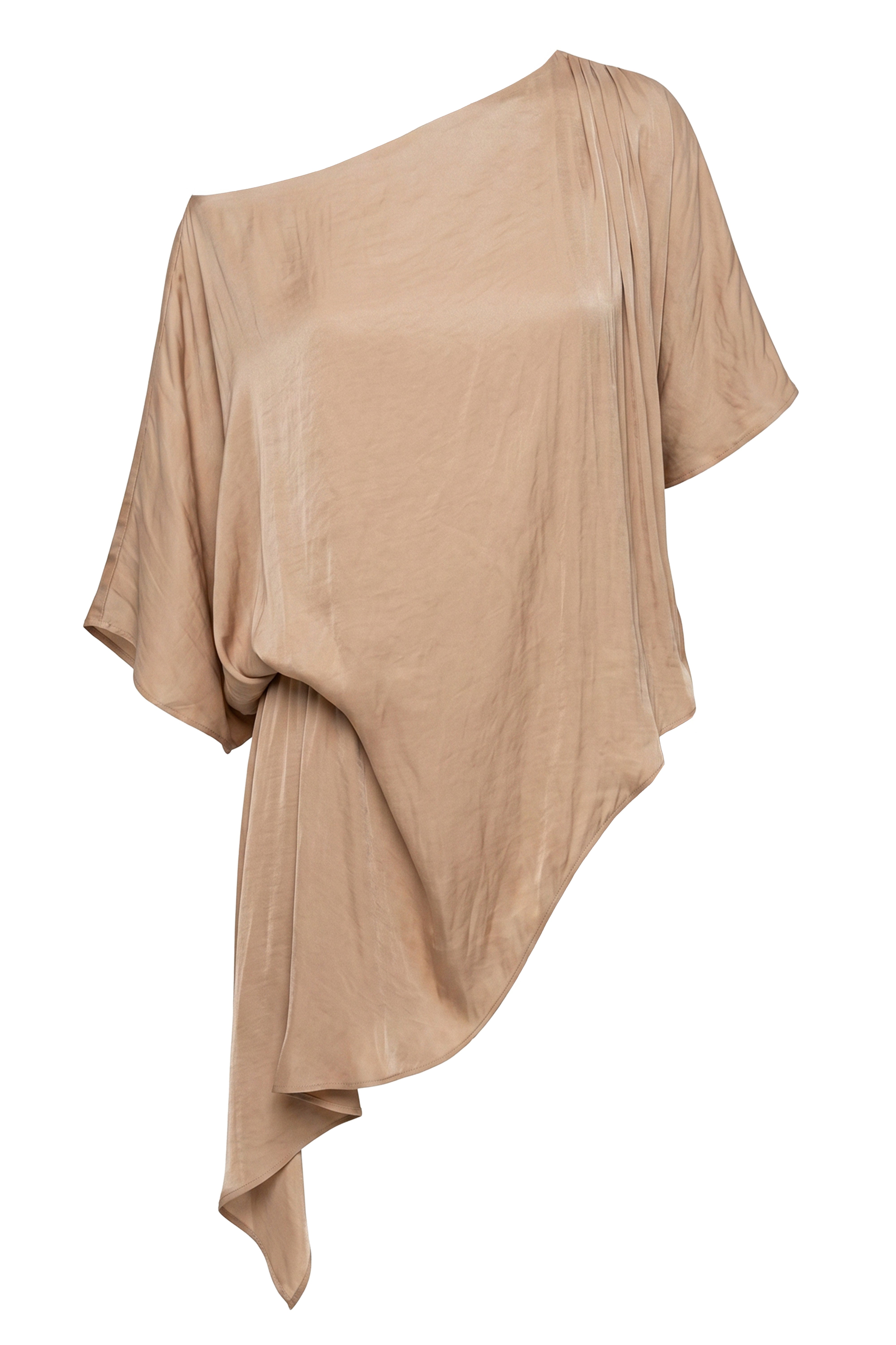 Tan Brisa One Shoulder Top - JLUXLABEL