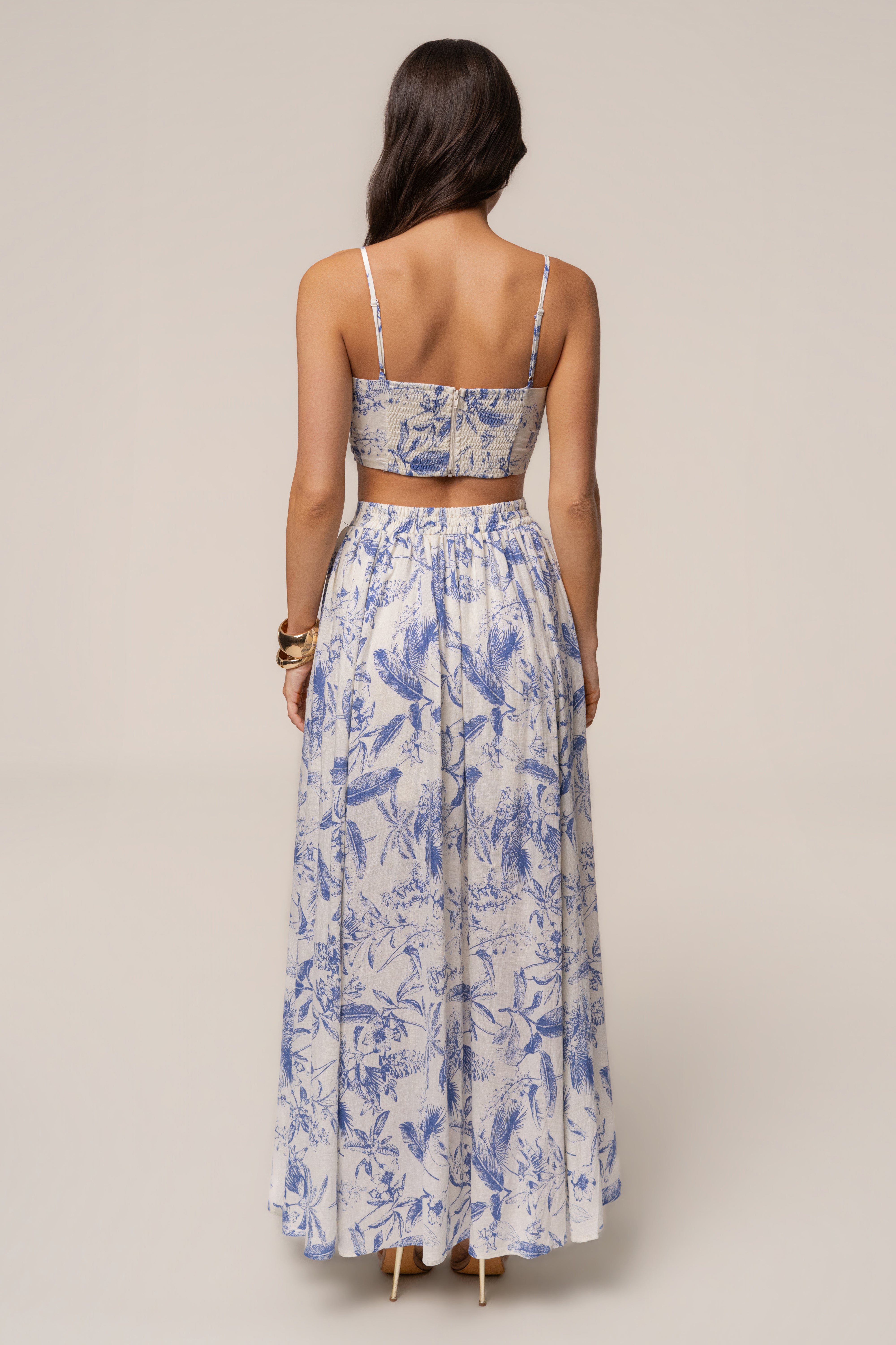 Blue Abstract Blooming Garden Skirt Set - JLUXLABEL