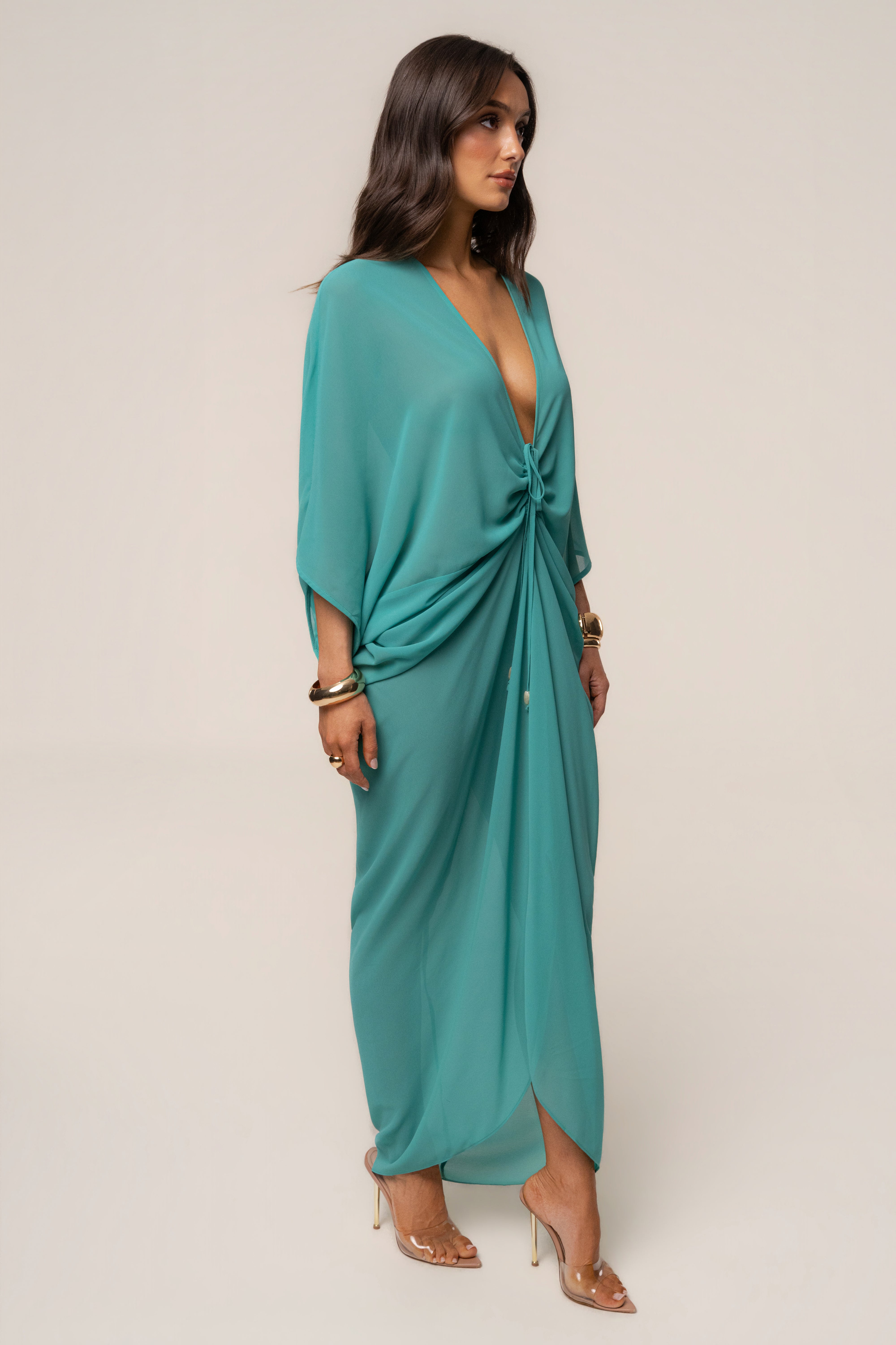 Teal Longer Days Cover Up Dress - JLUXLABEL