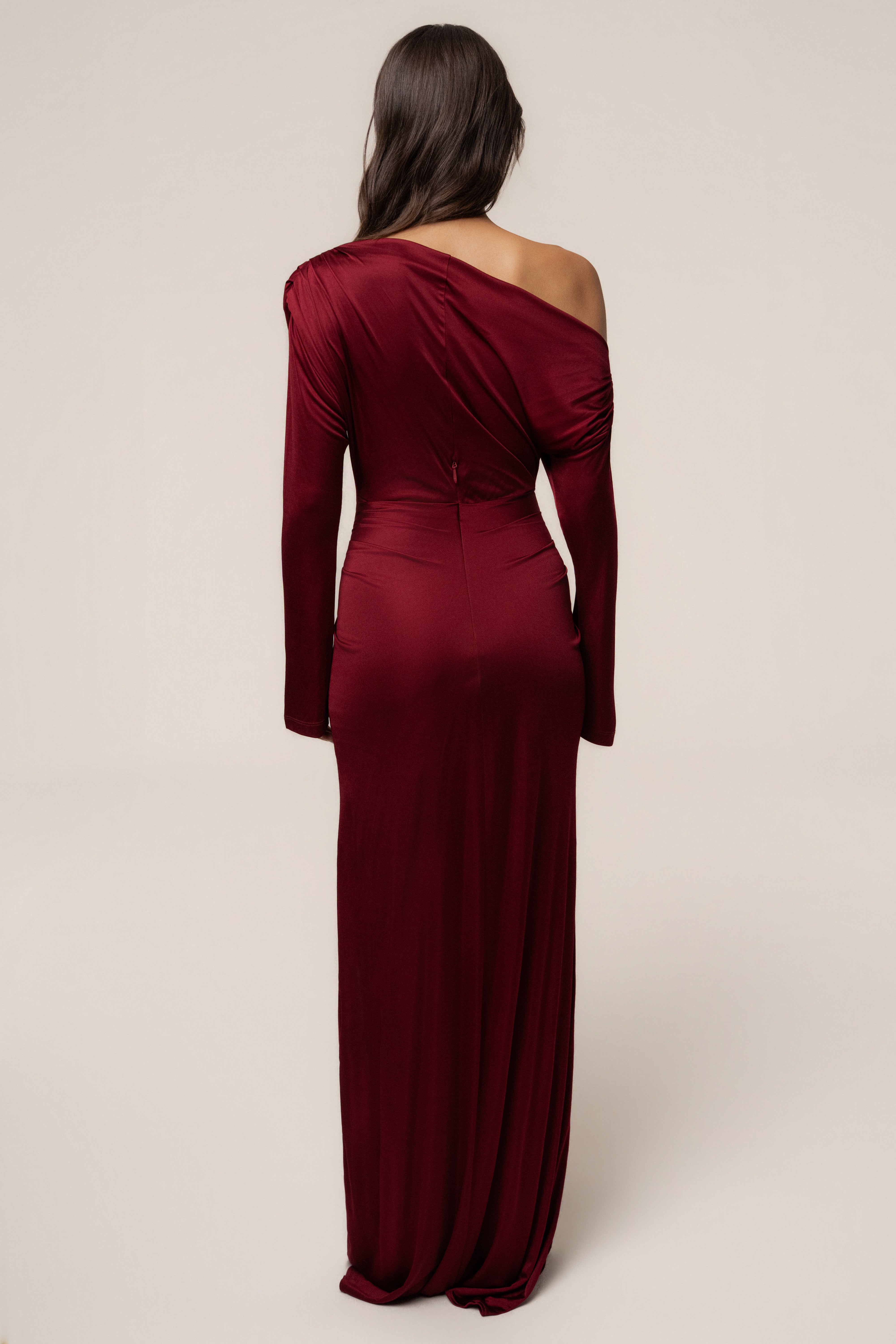 Burgundy Draped Perfection Maxi Dress - JLUXLABEL