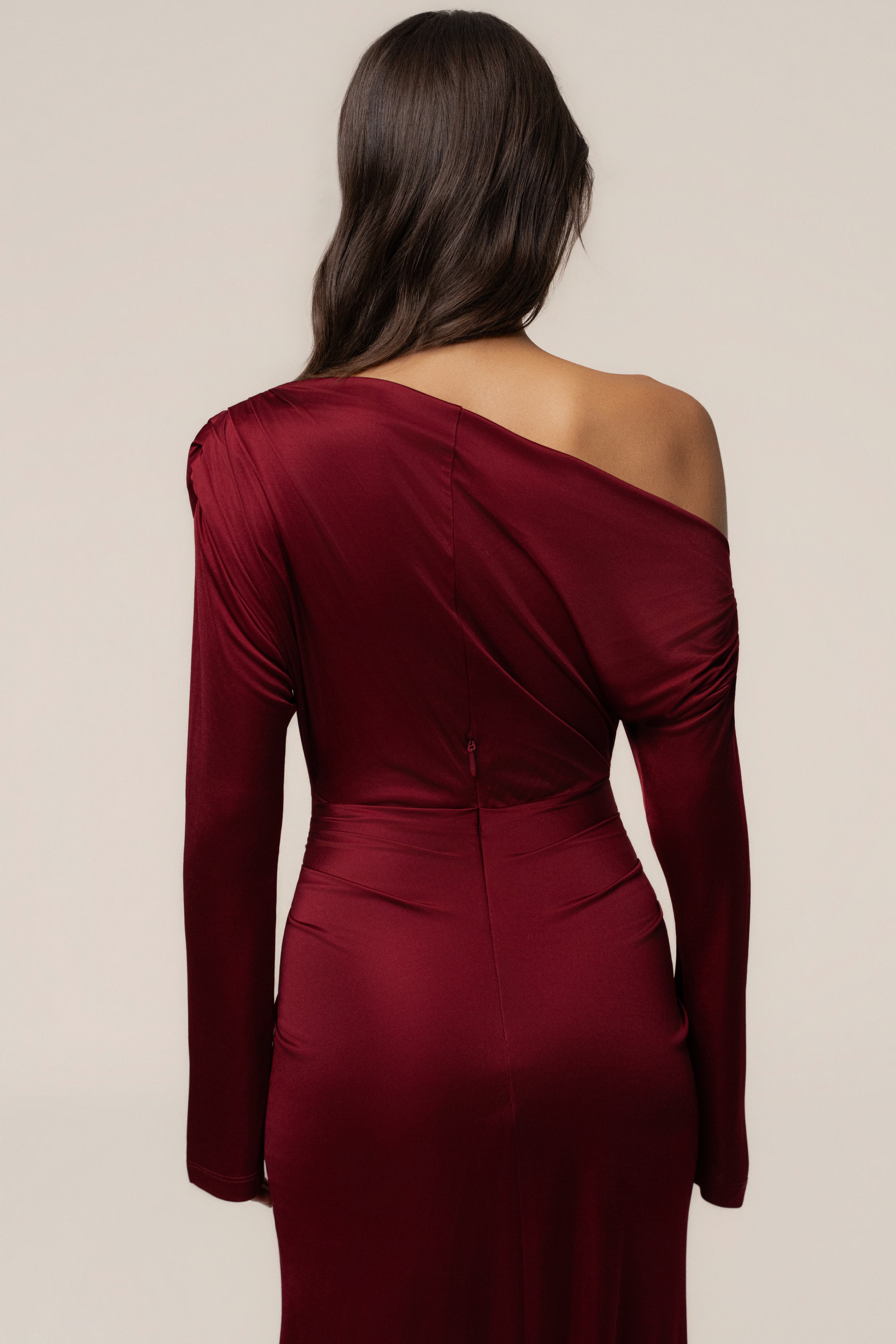 Burgundy Draped Perfection Maxi Dress - JLUXLABEL