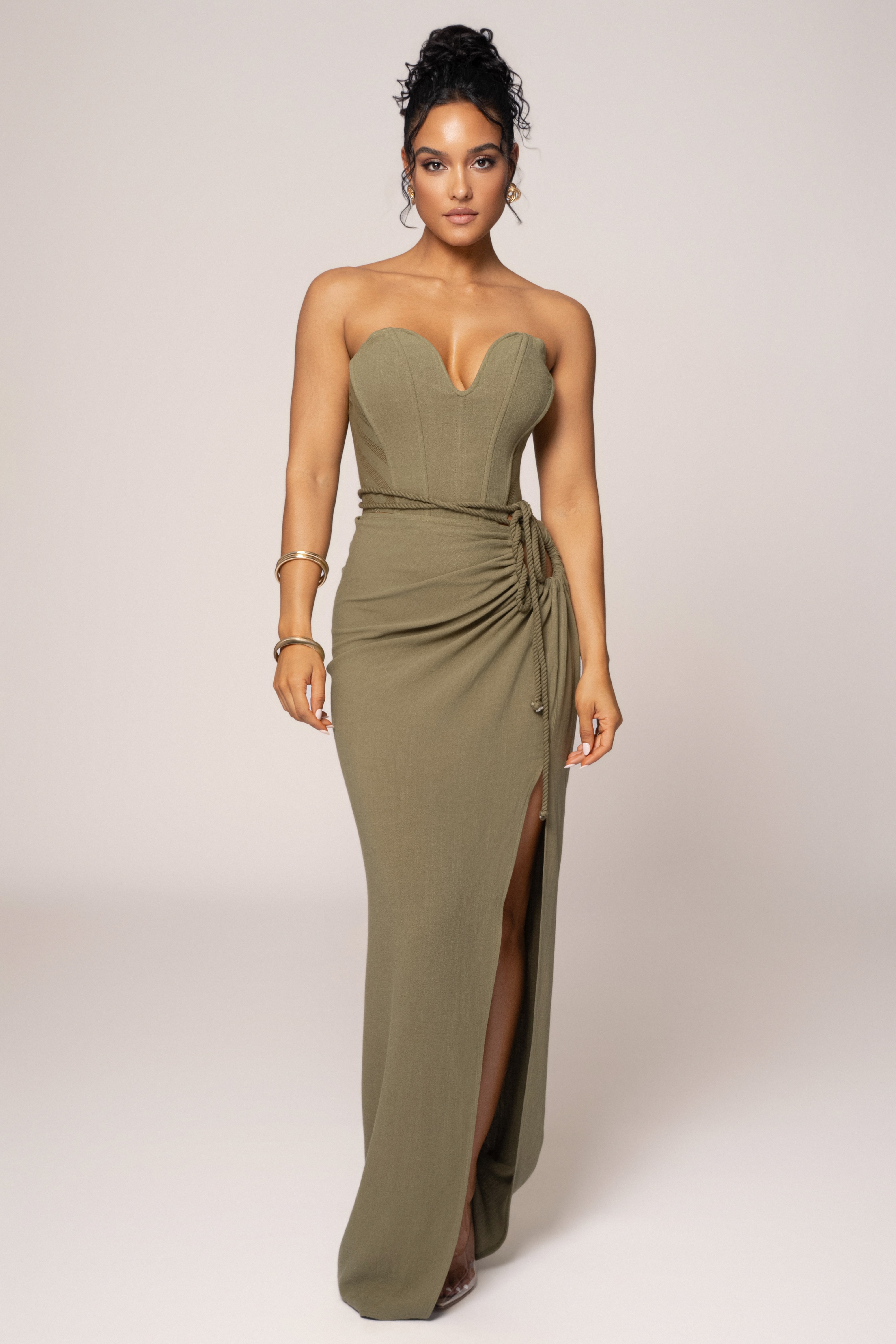 Olive Destination Linen Skirt Set - JLUXLABEL