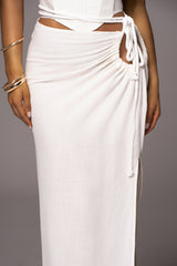 White Destination Linen Skirt Set - JLUXLABEL