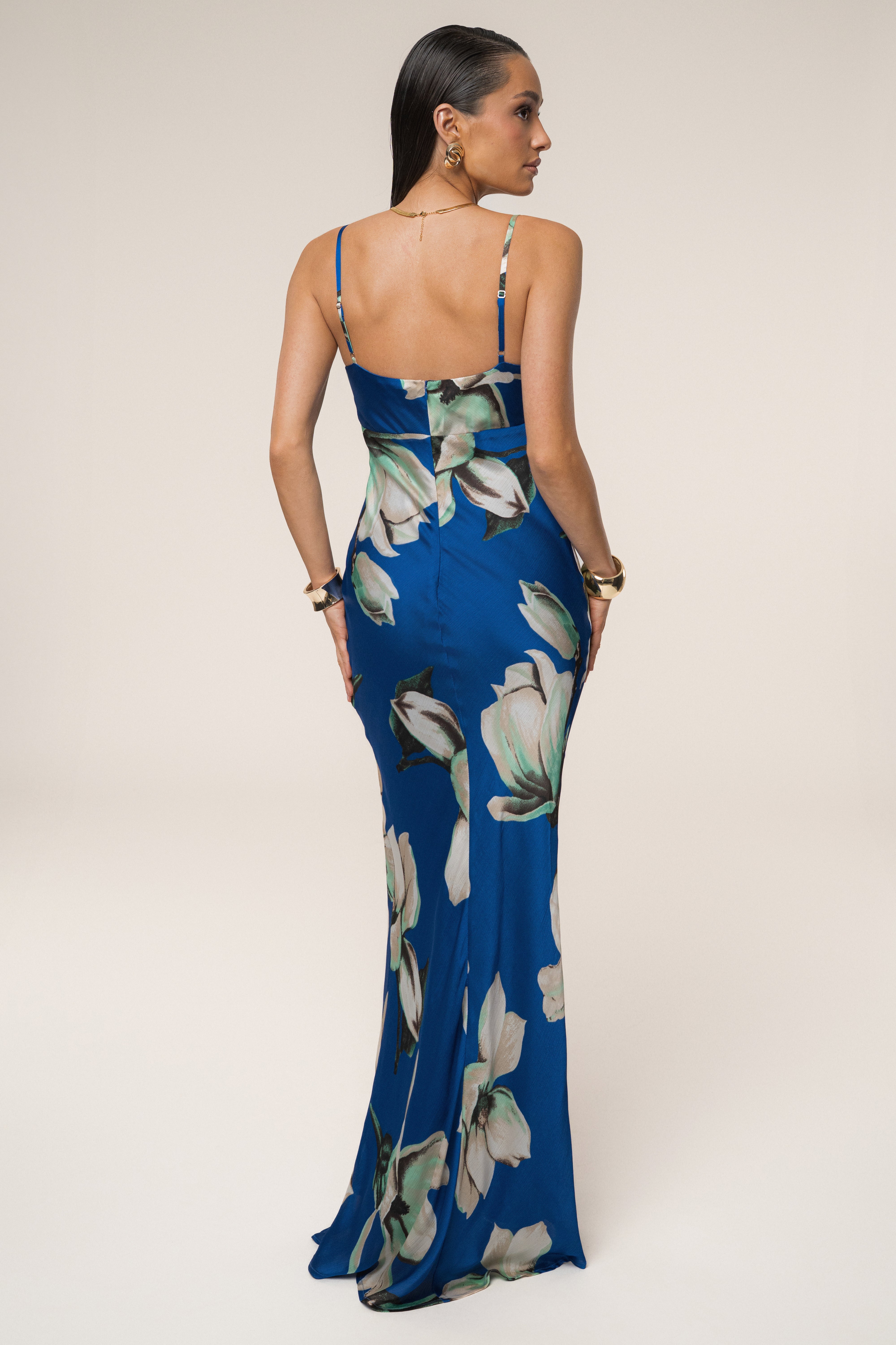 Blue Floral Azul Print Maxi Dress - JLUXLABEL