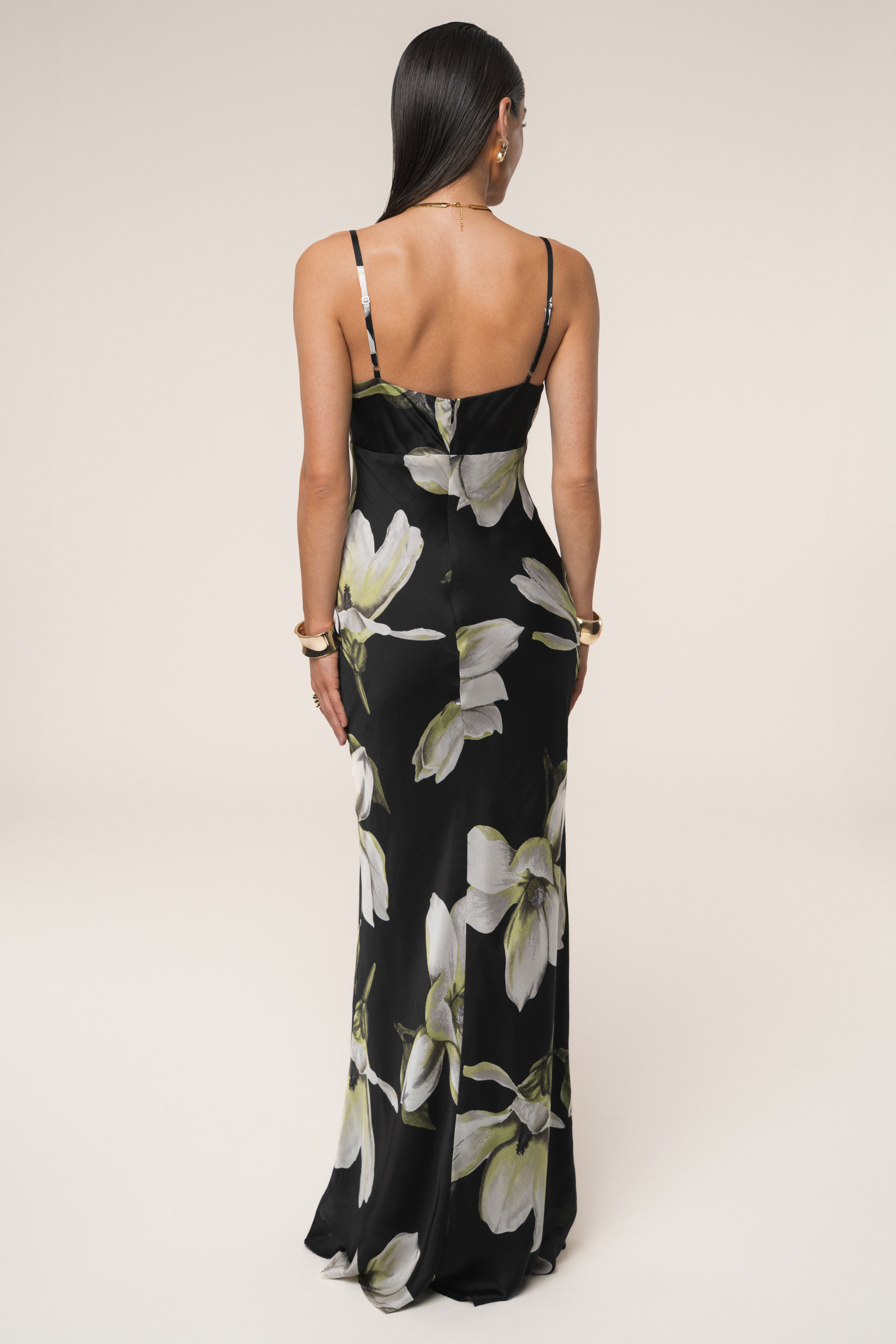 Black Floral Azul Print Maxi Dress - JLUXLABEL