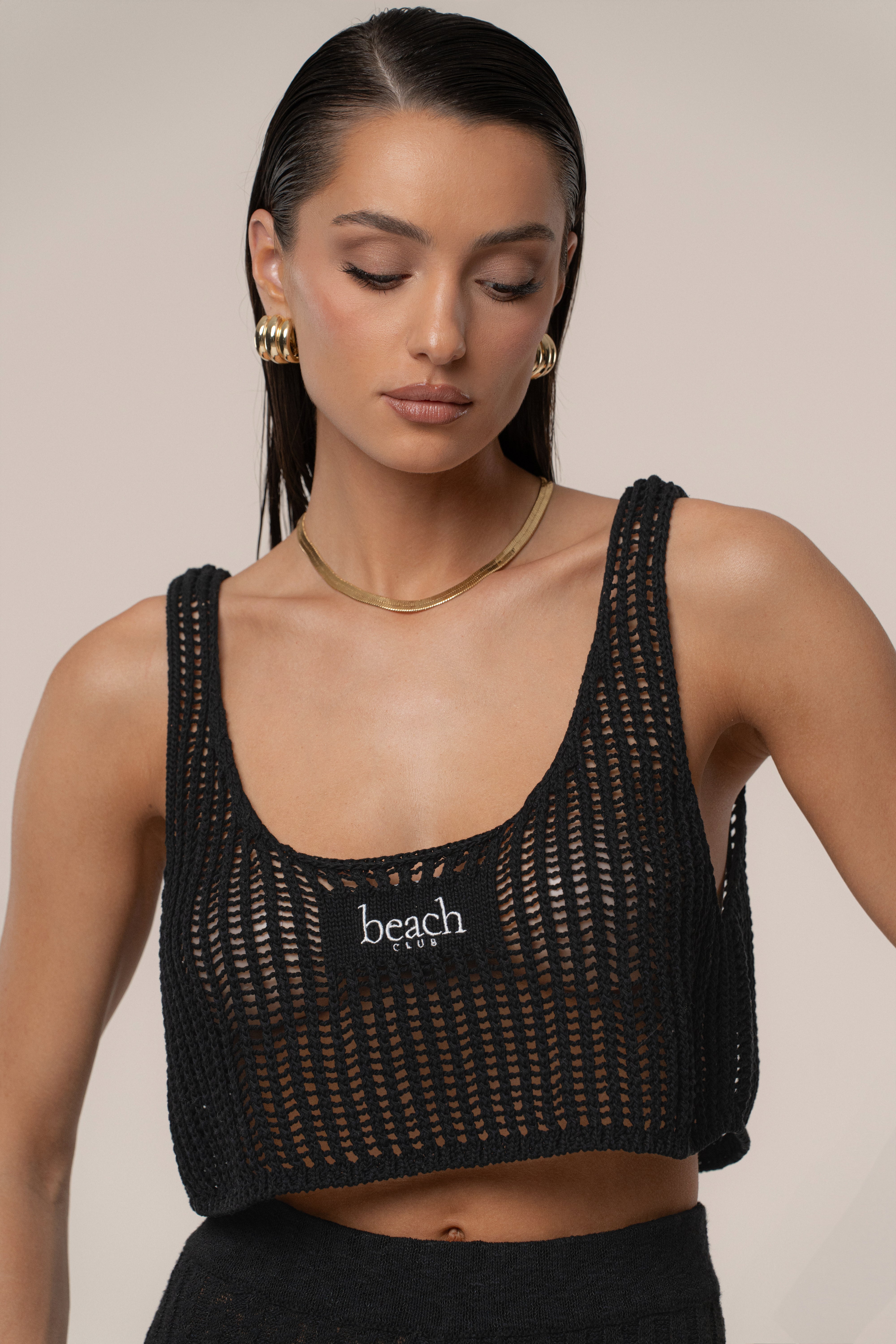 Black Beach Club Crochet Top - JLUXLABEL