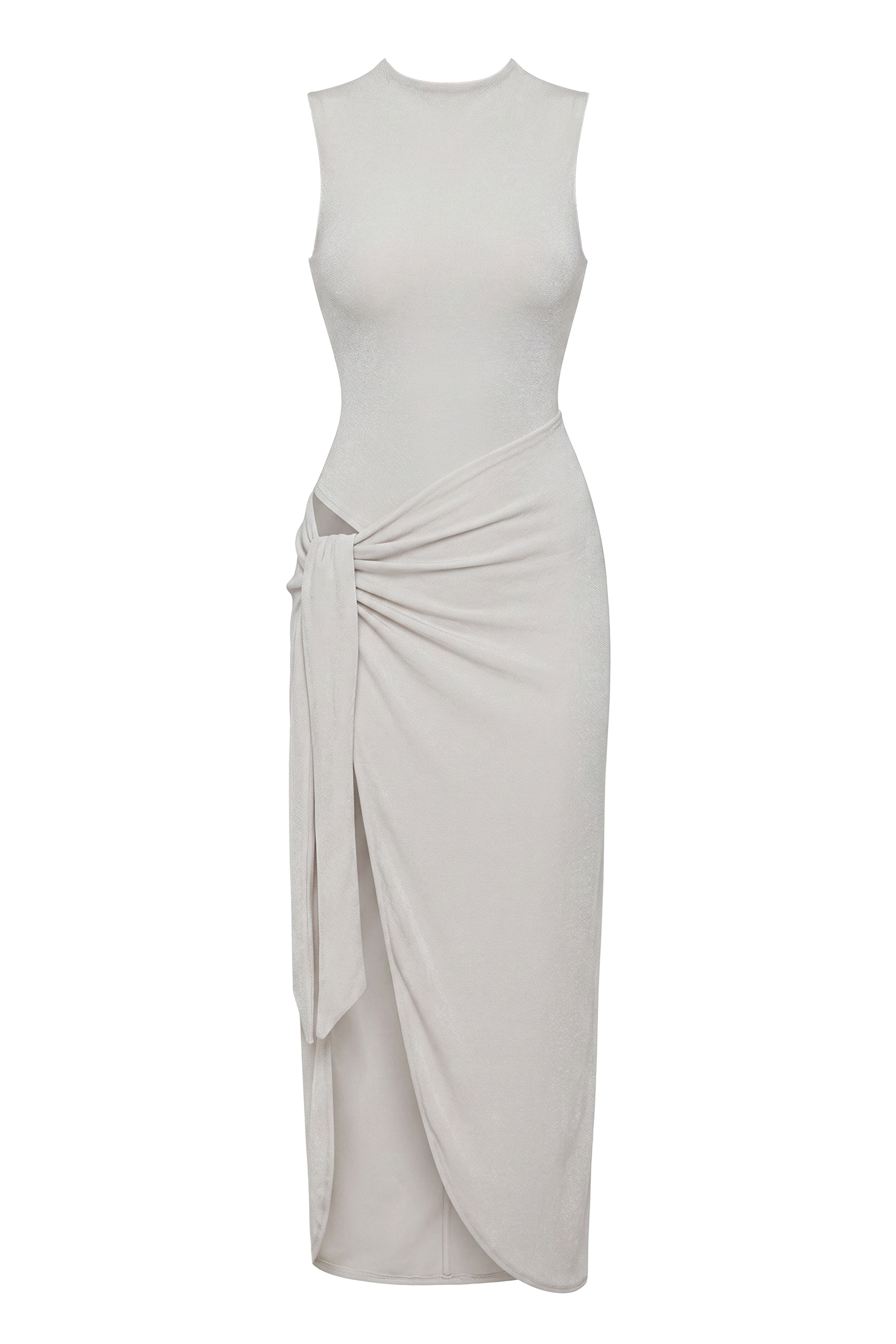 Ivory Aubree midi dress by JLUXLABEL featuring a flowy silhouette, sleeveless design, and elegant midi length for a stylish look.