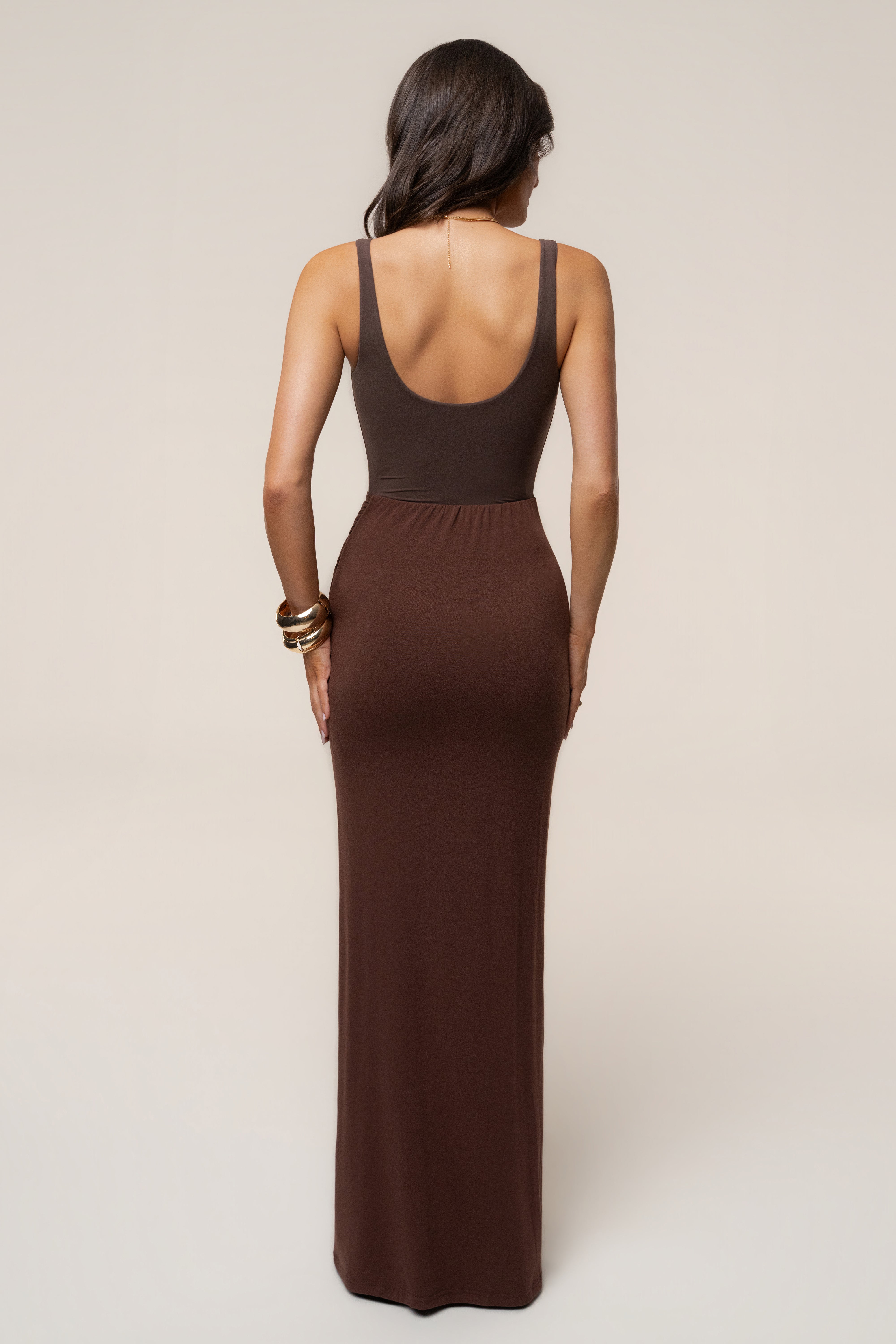 Chocolate Passion Maxi Skirt by JLUXLABEL, flowing brown maxi skirt with a flattering waist and elegant design.
