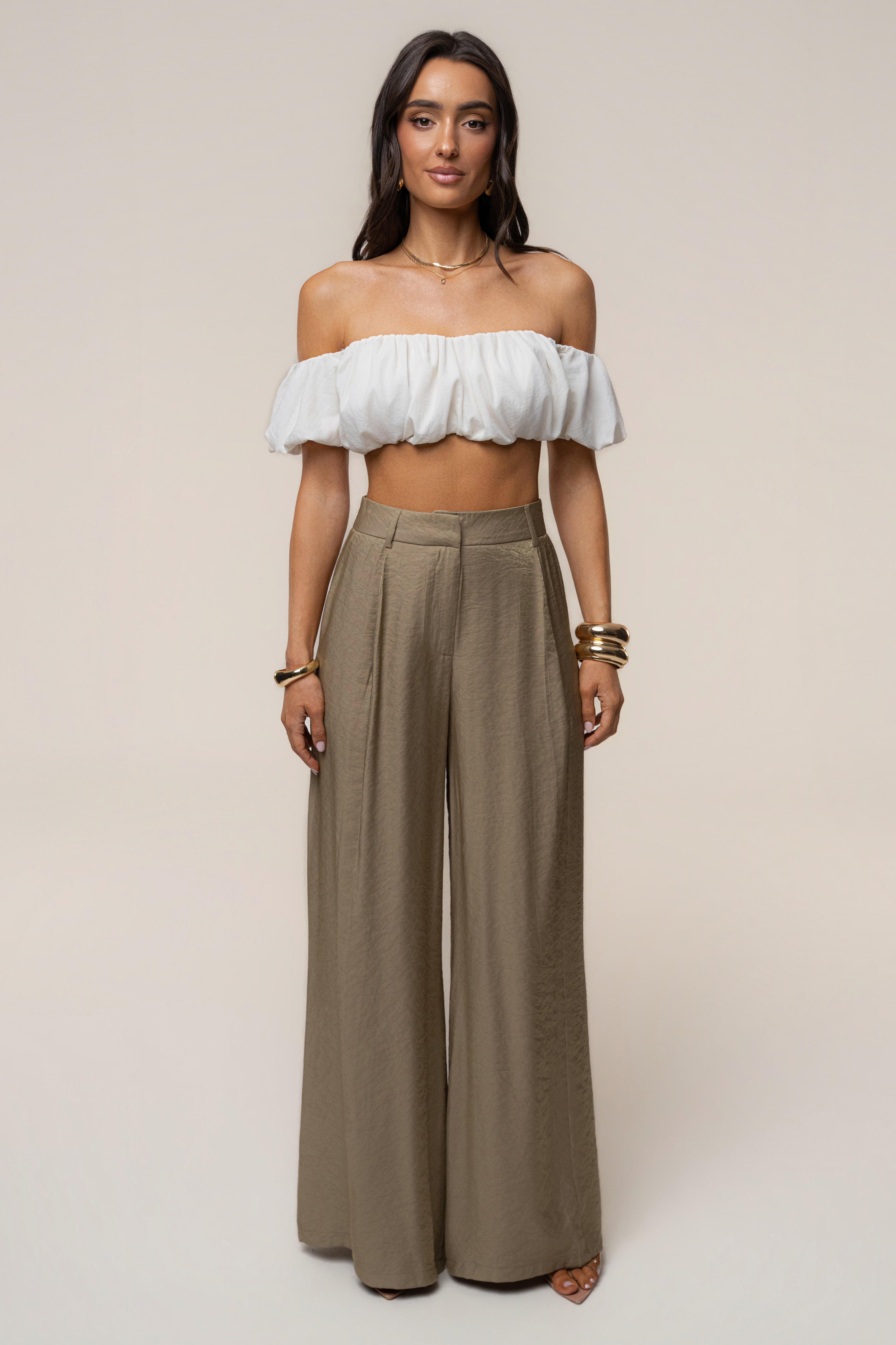 Olive Monaco Wide Leg Pant | JLUXLABEL