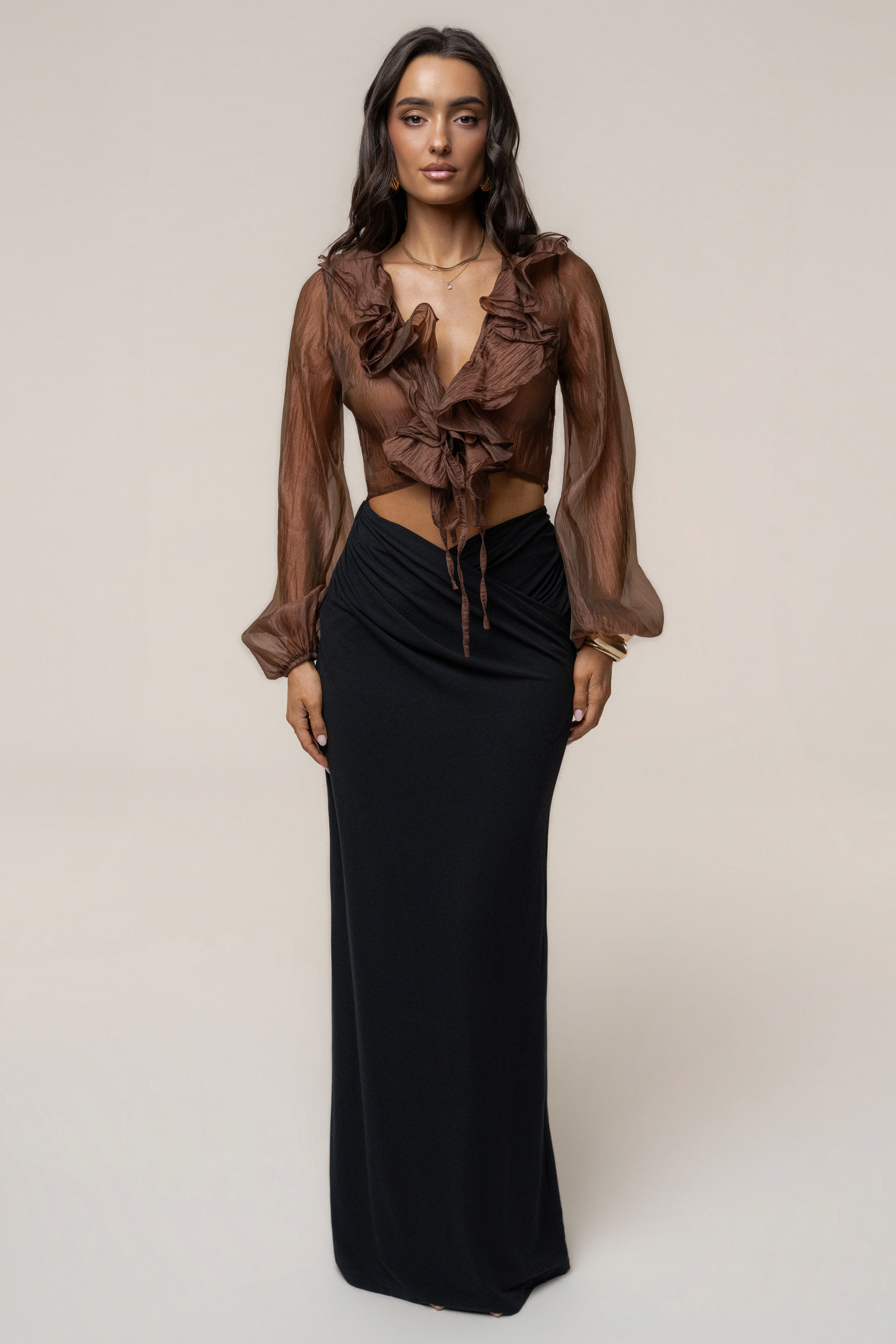 Bronze Delilah Ruffled Top - JLUXLABEL