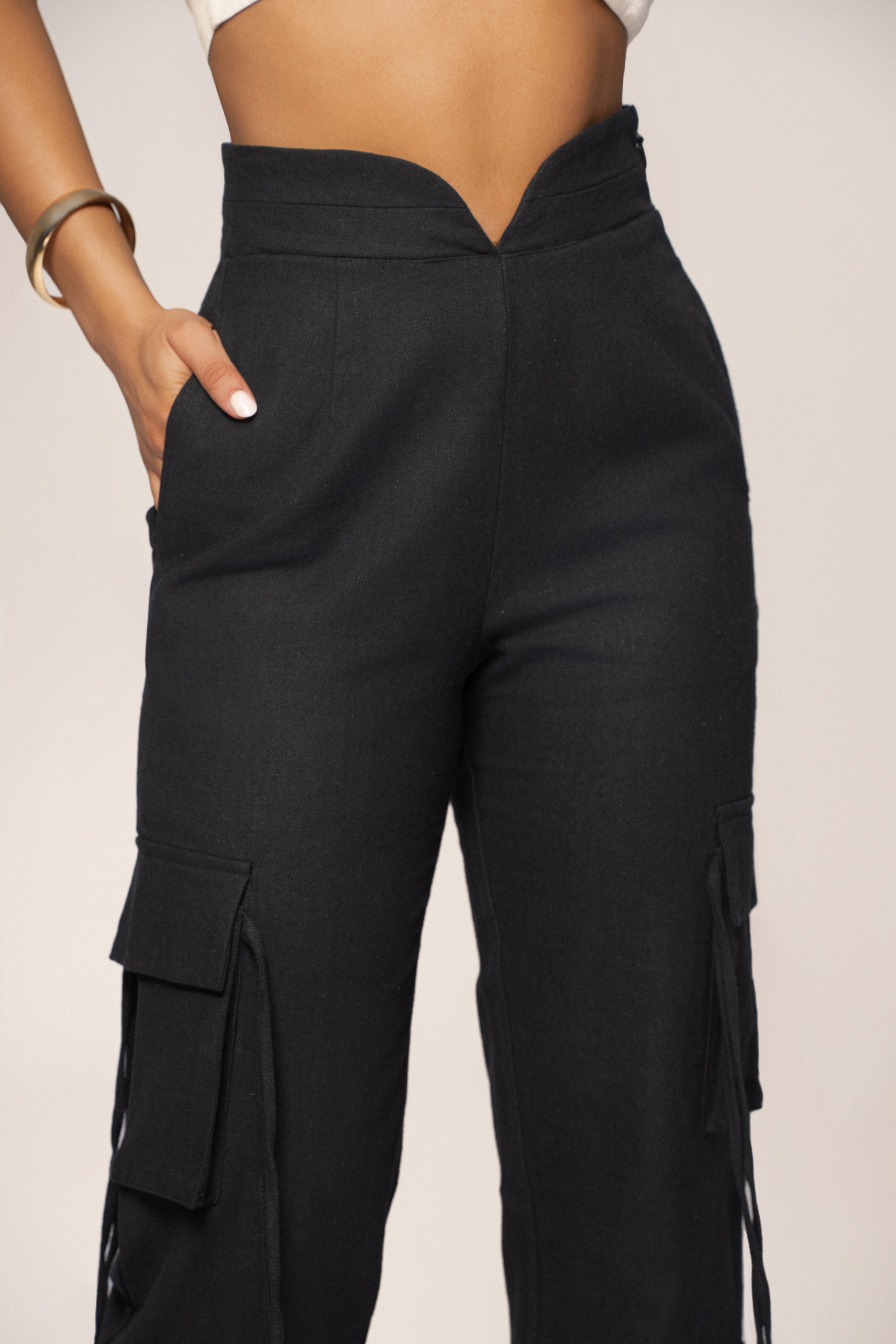 Black Better Half Linen Utility Pants - JLUXLABEL