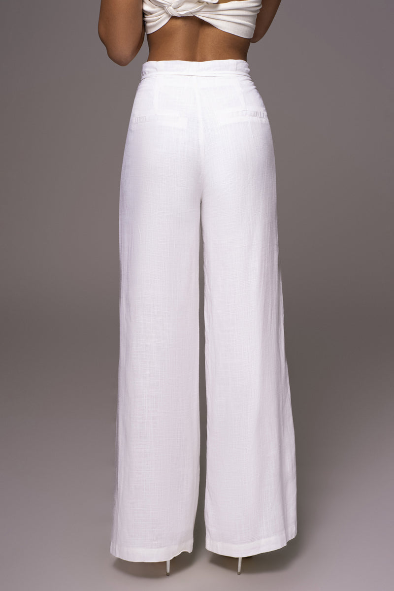 Off White Waverly Linen Trousers - The Linen Collection - JLUXLABEL