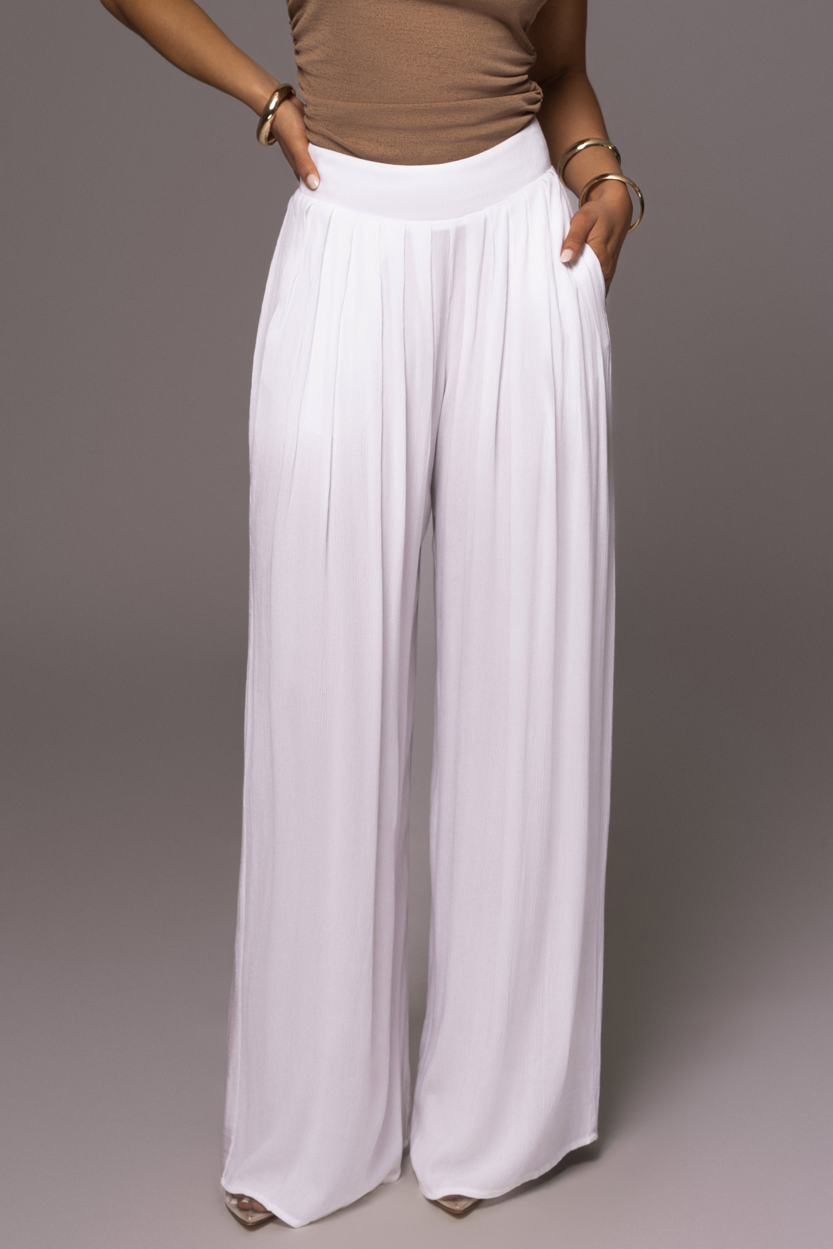 White After Sunset Pleated Pants - JLUXLABEL