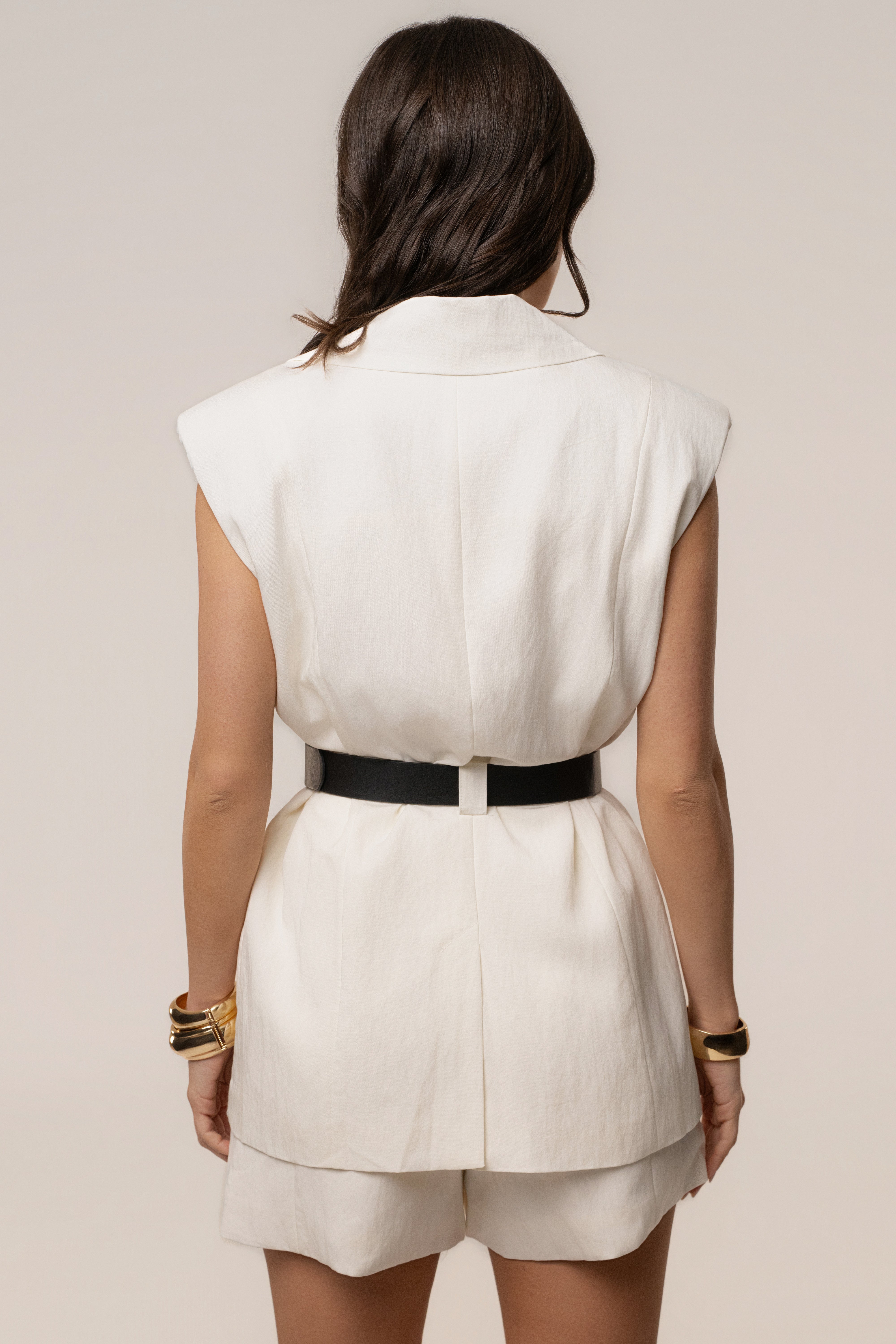 Ivory JLUXLABEL main agenda jumpsuit, stylish romper with wide legs and sleeveless design, perfect for casual or semi-formal wear.