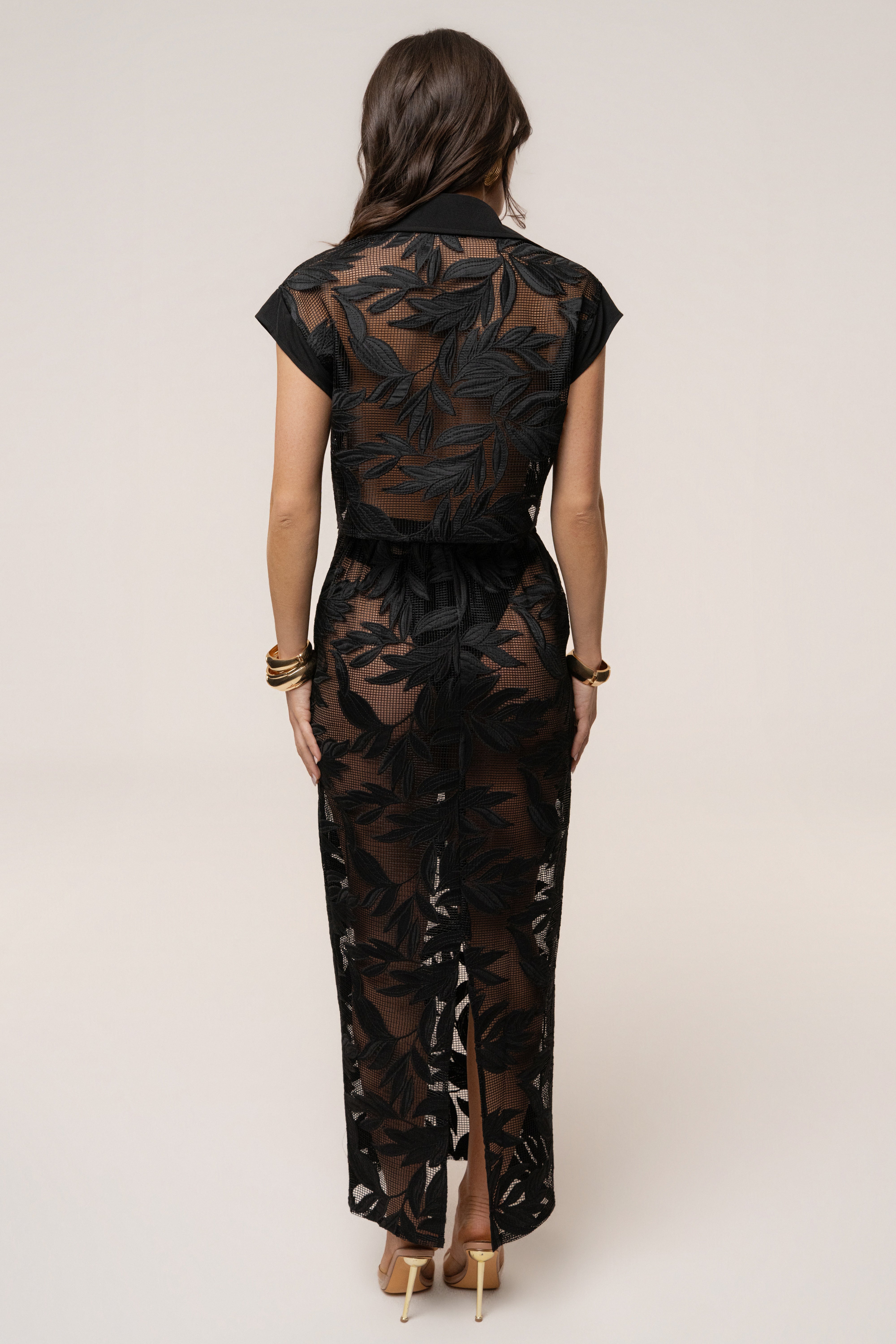 Black Bali Nights embroidered top by JLUXLABEL featuring intricate embroidery and a stylish, fitted design.