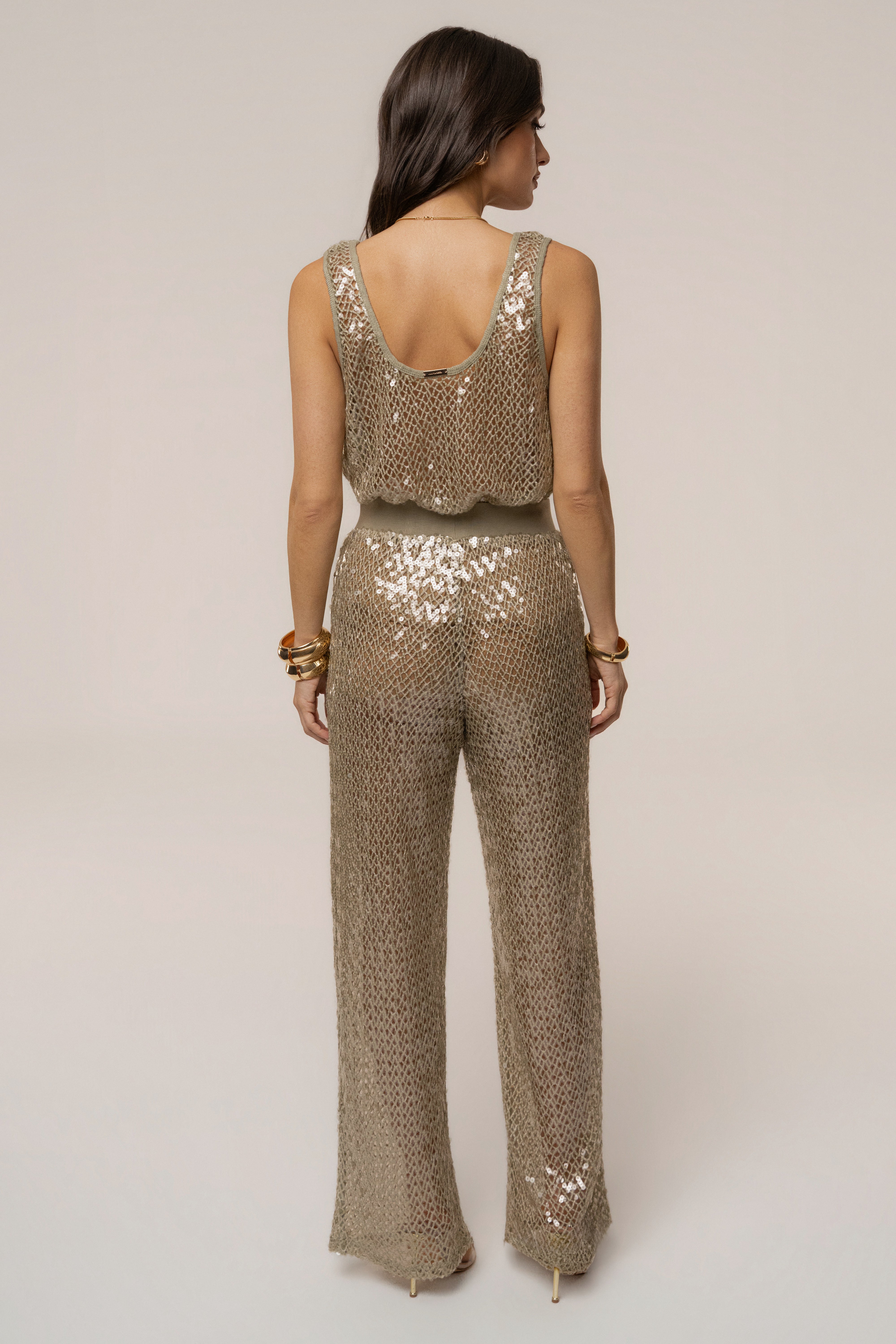 JLUXLABEL Sage High Seas Sequin Pant, stylish women's sequin bottoms with a high waist and vibrant teal color.