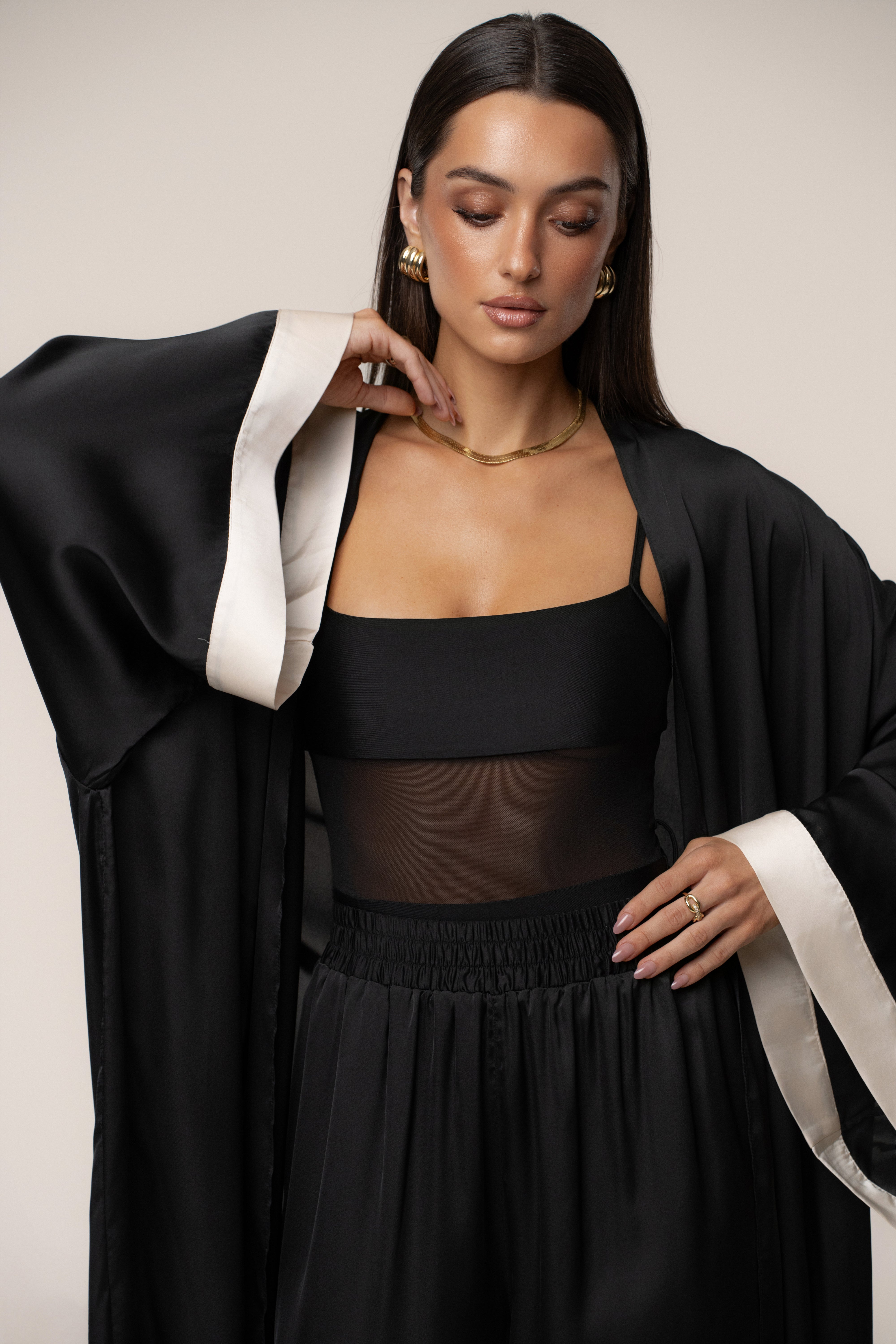 Black Nola Maxi Duster - JLUXLABEL