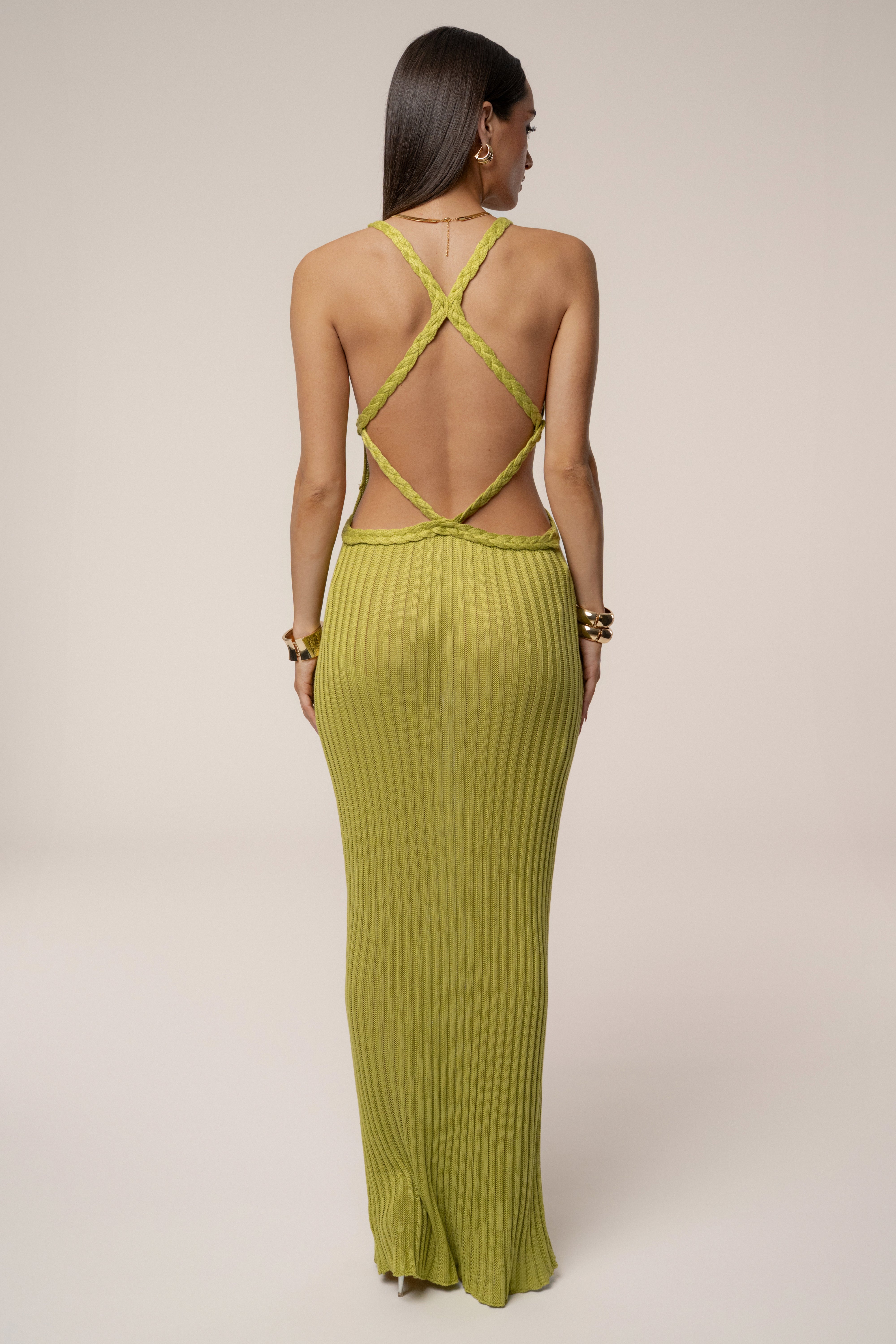 Lime Drift And Dream Braided Maxi Dress - JLUXLABEL