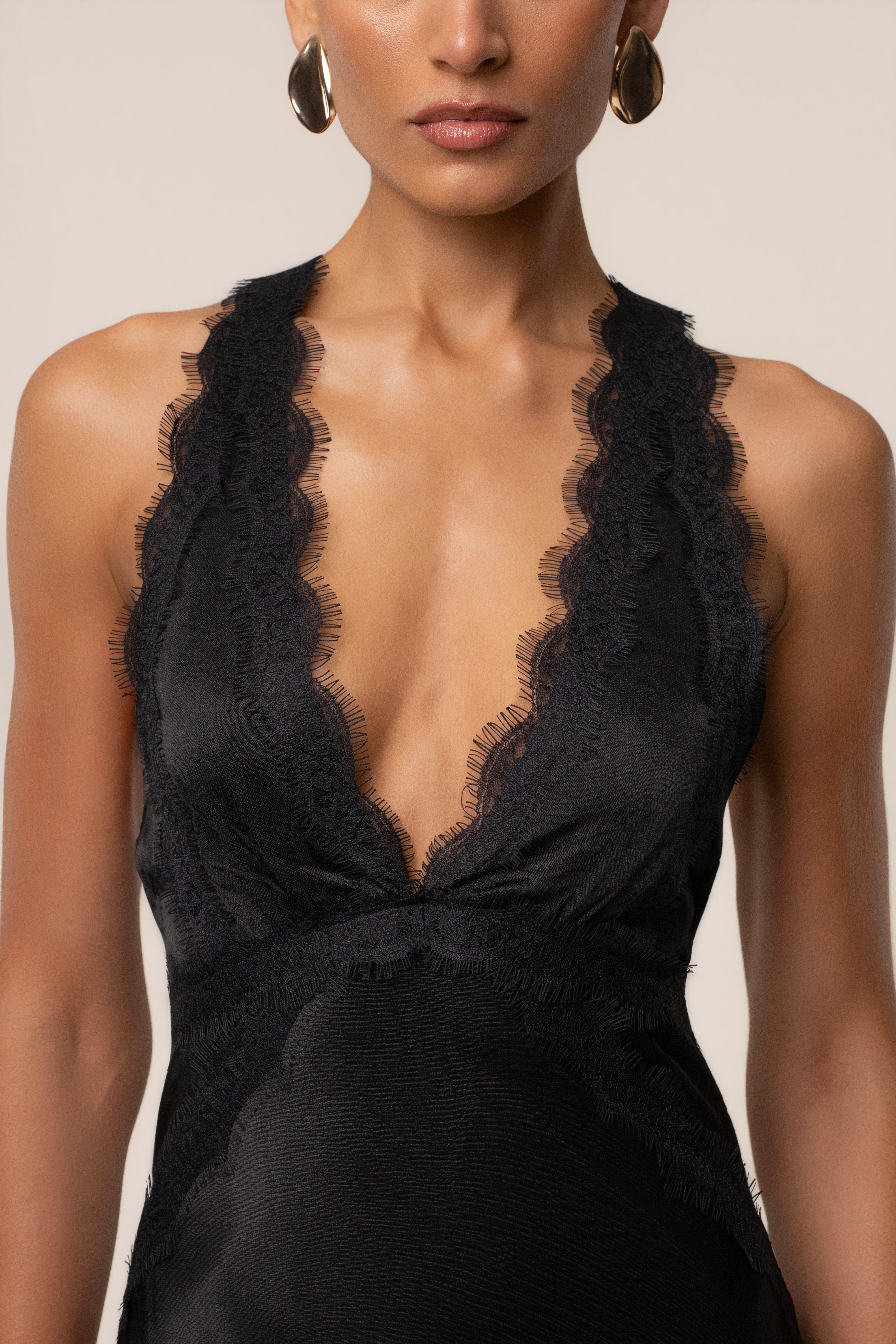 Black Satin Evenings Maxi Dress - JLUXLABEL