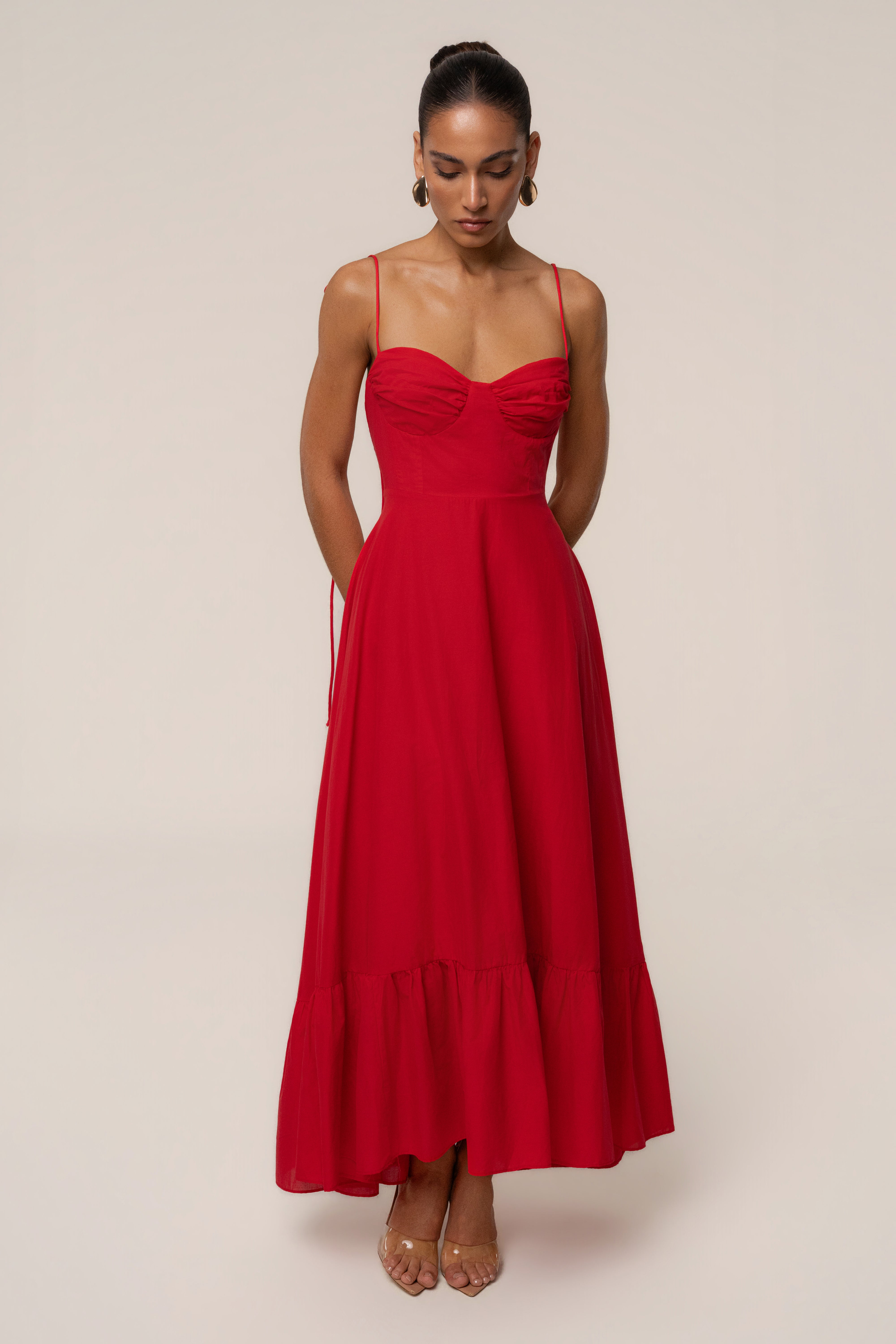 Red Romantic Flow Maxi Dress - JLUXLABEL