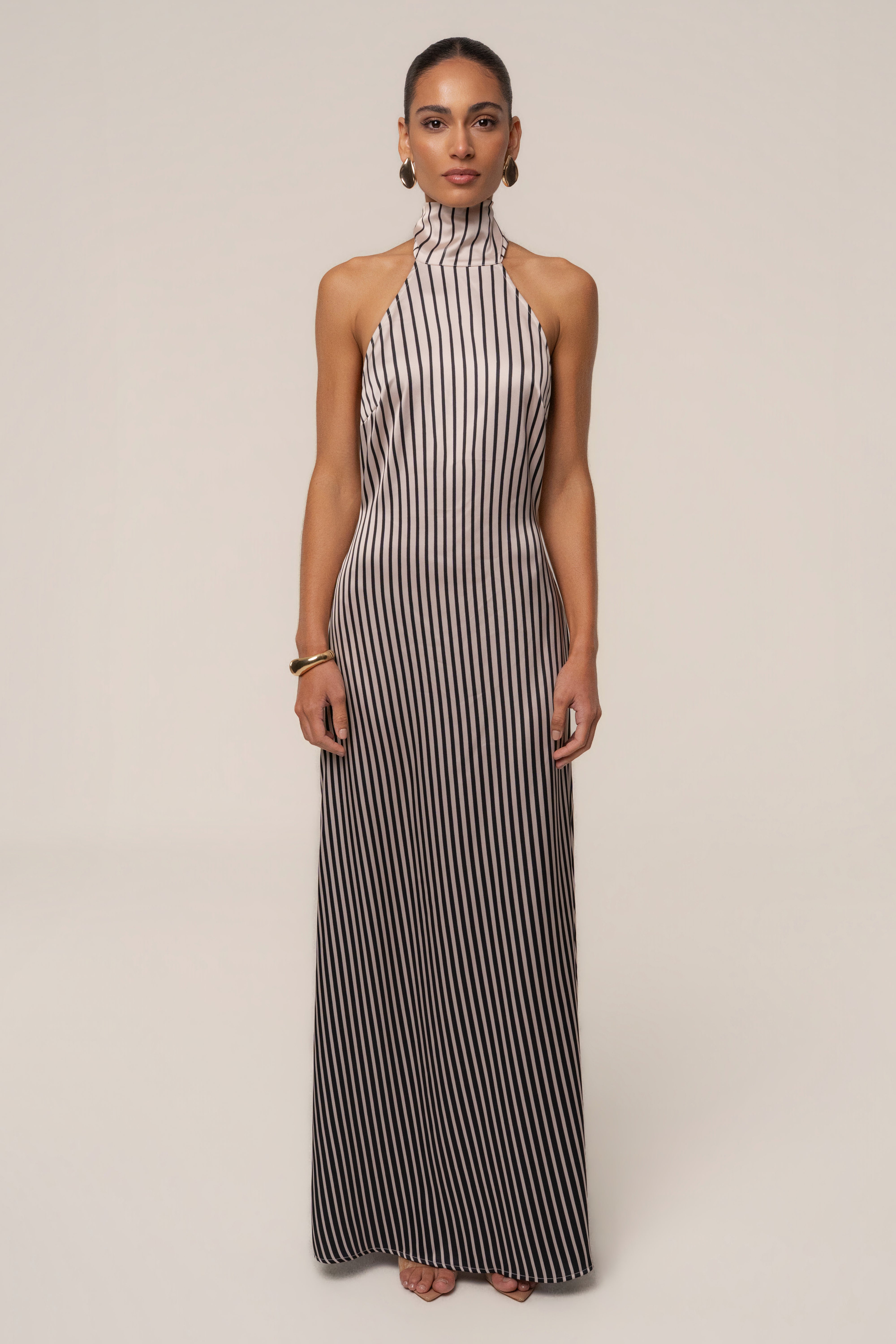 Ivory Gleam Striped Maxi Dress - JLUXLABEL