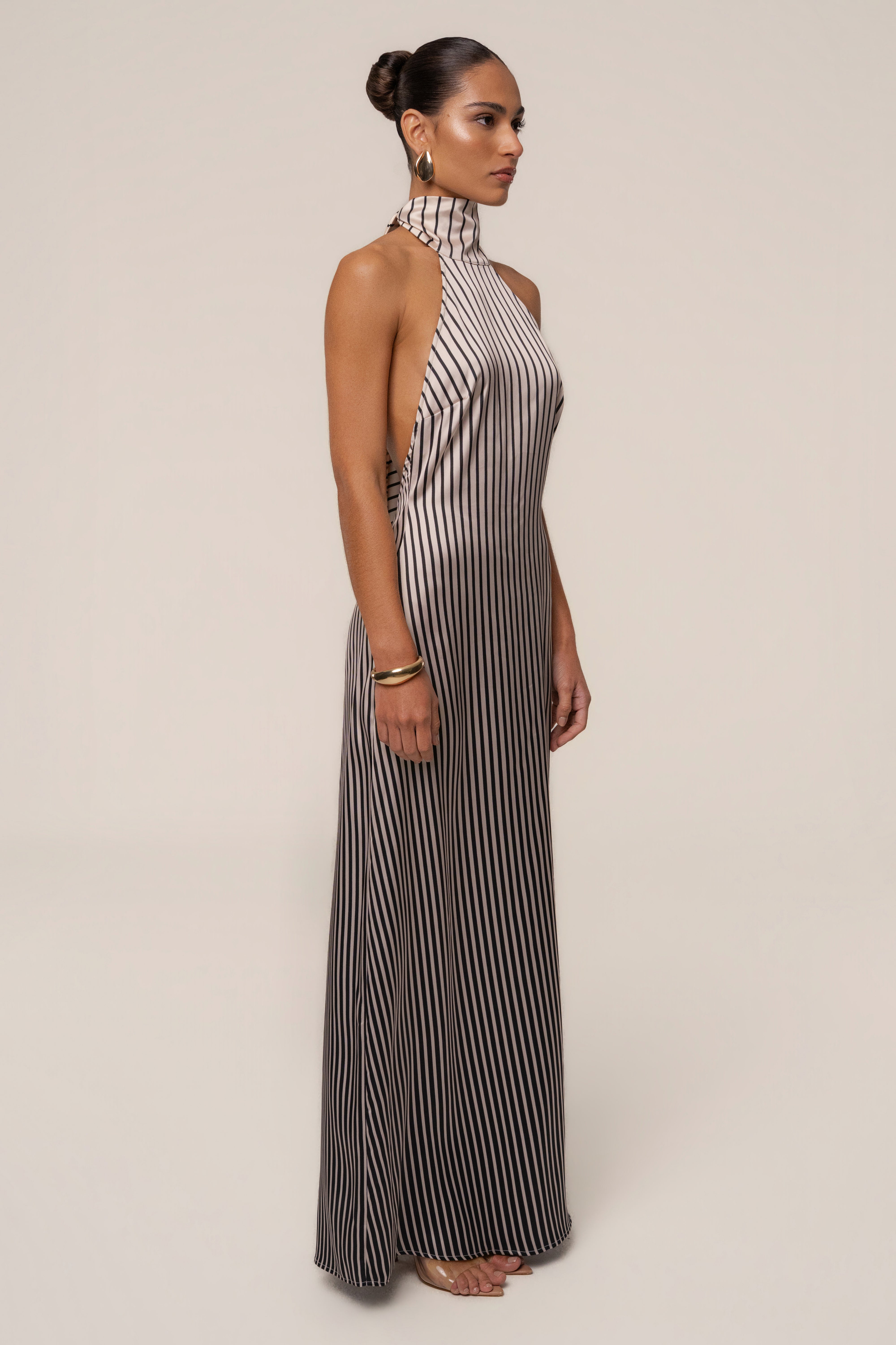 Ivory Gleam Striped Maxi Dress - JLUXLABEL