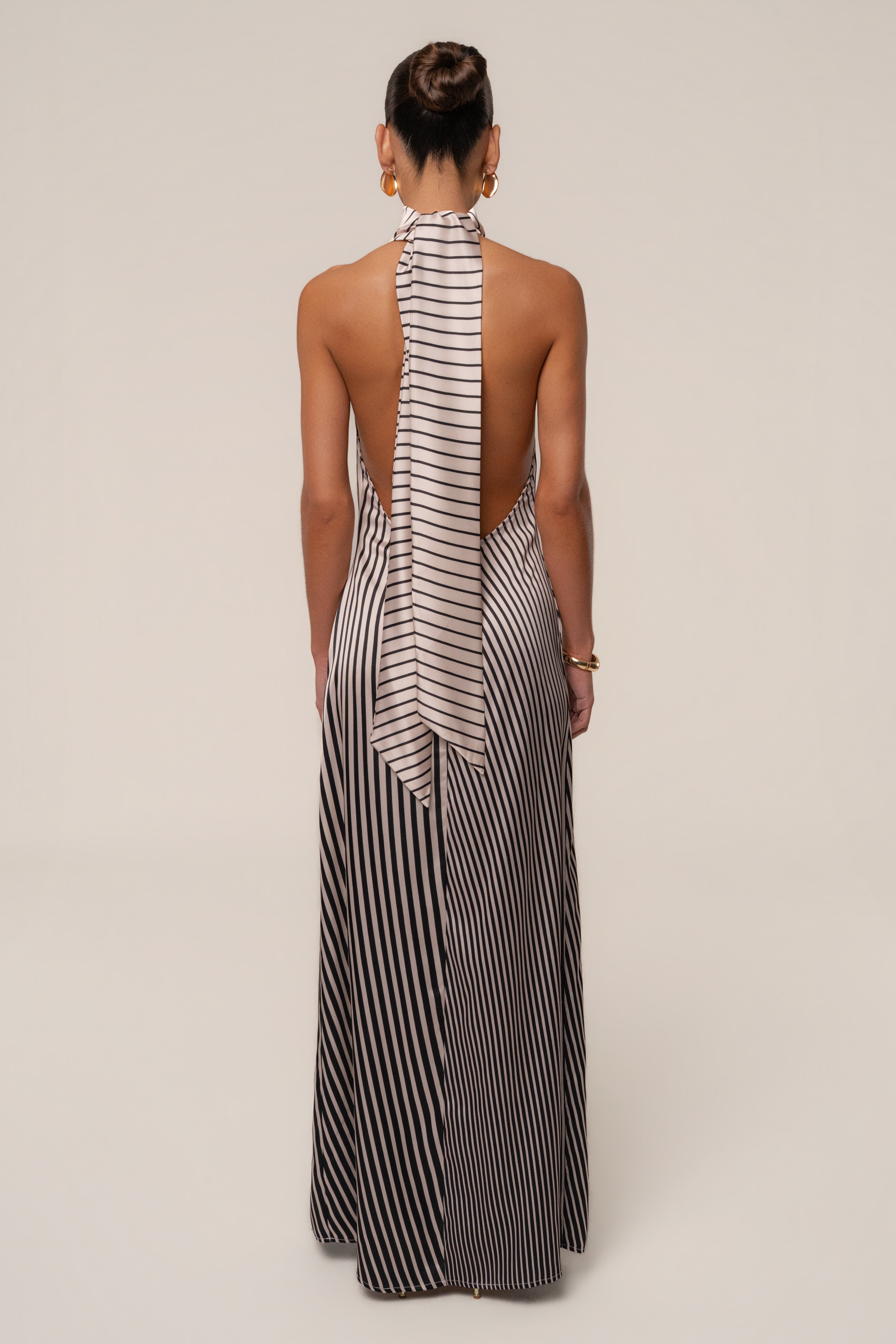 Ivory Gleam Striped Maxi Dress - JLUXLABEL