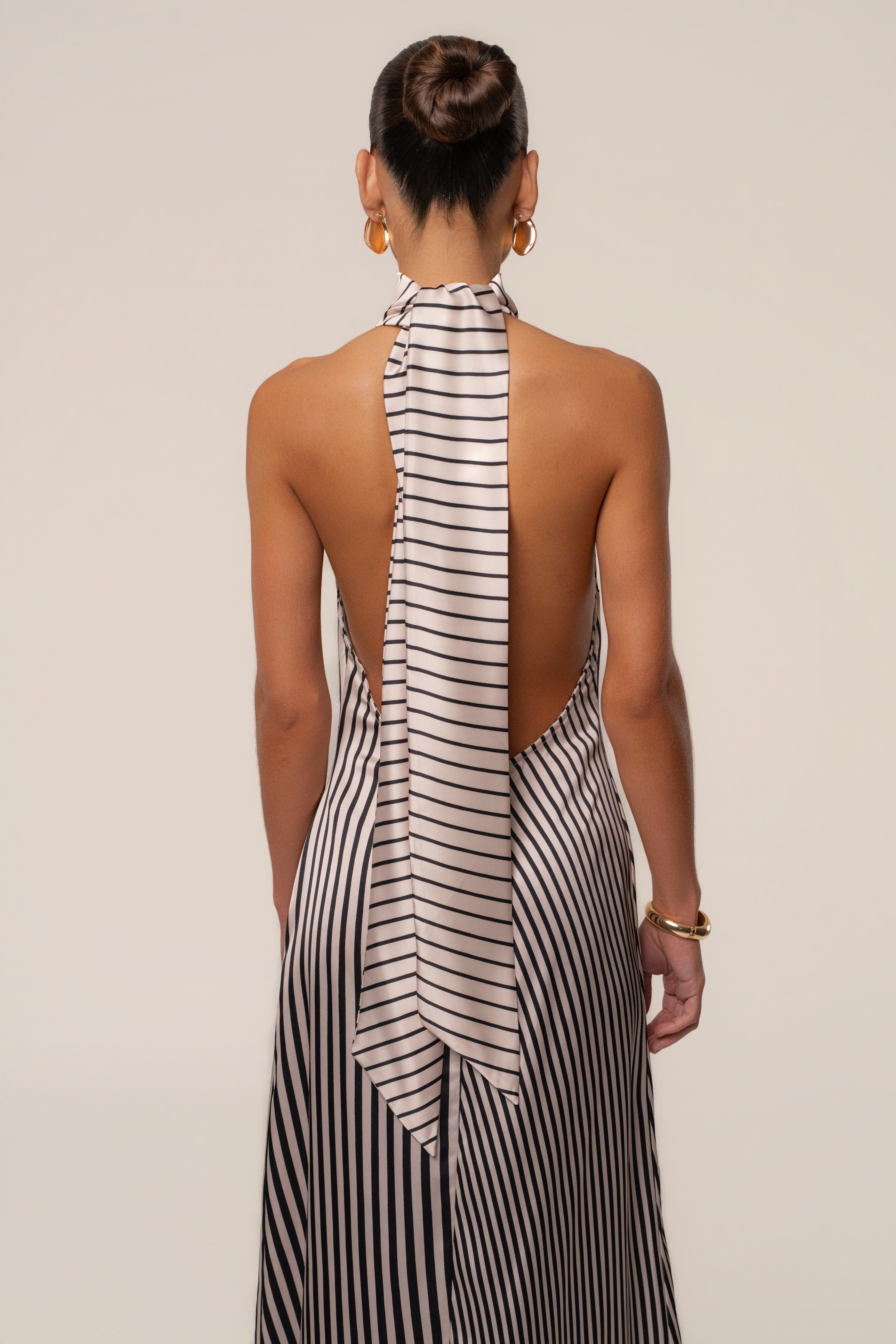 Ivory Gleam Striped Maxi Dress - JLUXLABEL