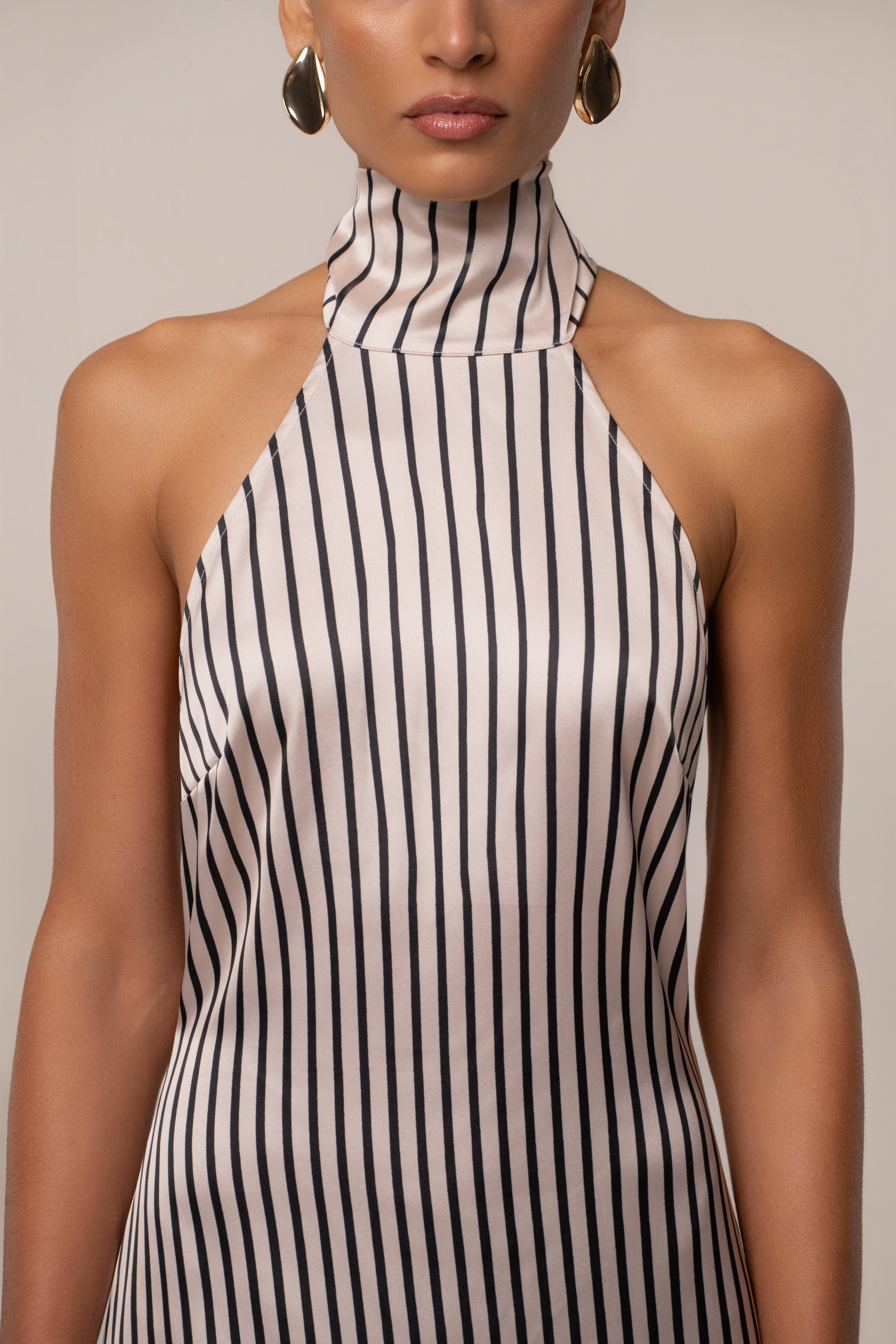 Ivory Gleam Striped Maxi Dress - JLUXLABEL